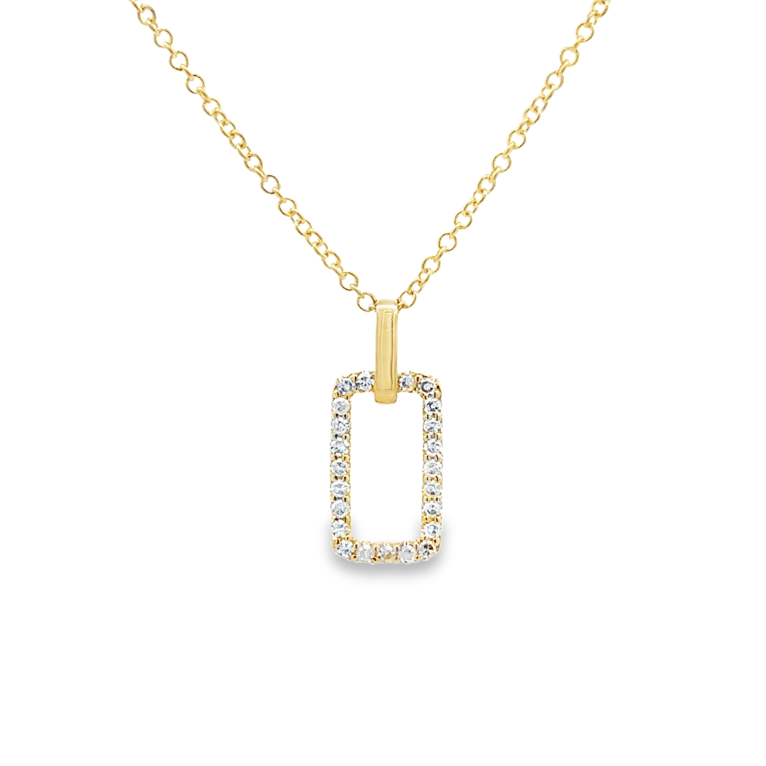 Front View of 14K Yellow Gold 0.16CTW. Diamond Open-Link Pendant Necklace