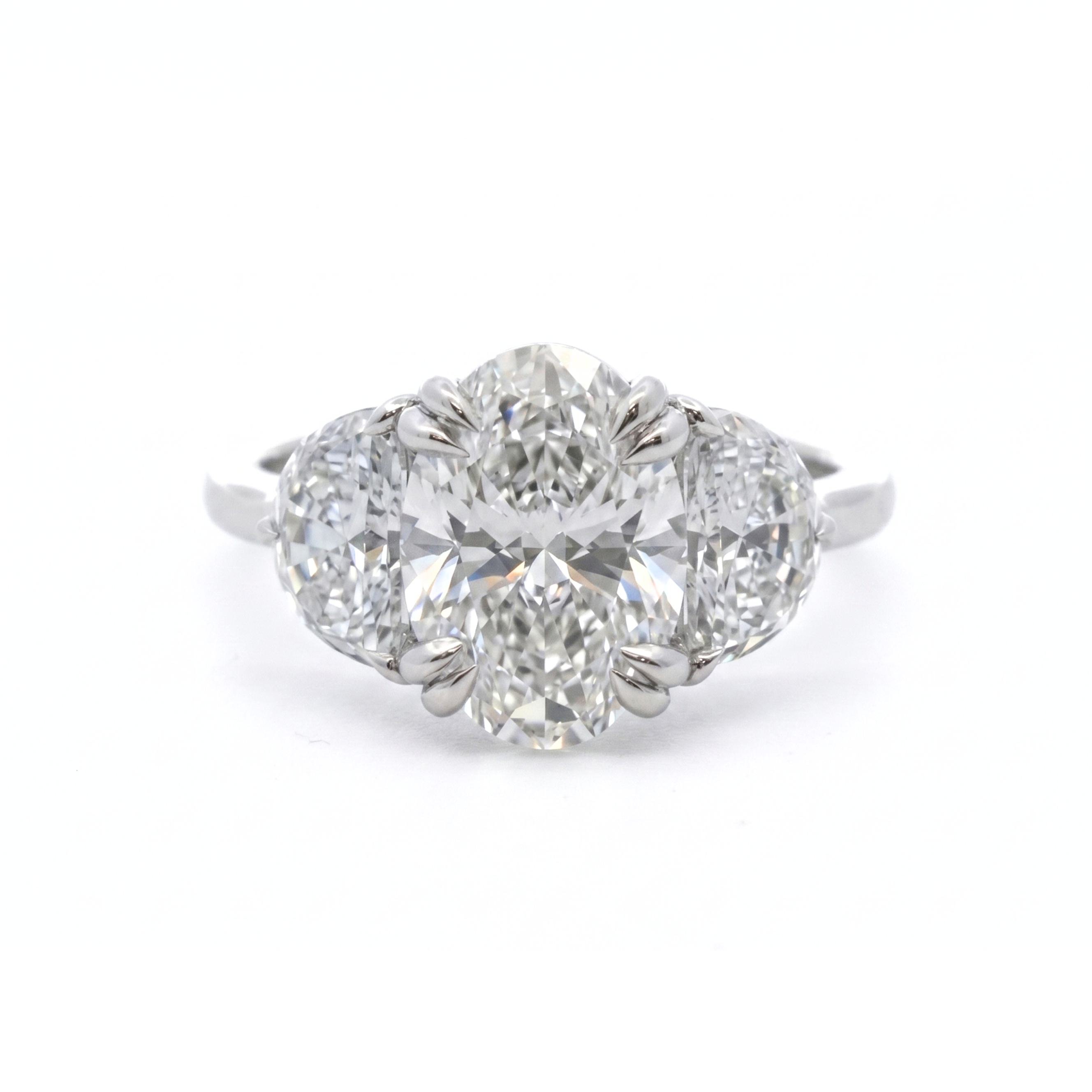 14K White Gold 4.53CTW. Lab-Grown Diamond 3-Stone Engagement Ring