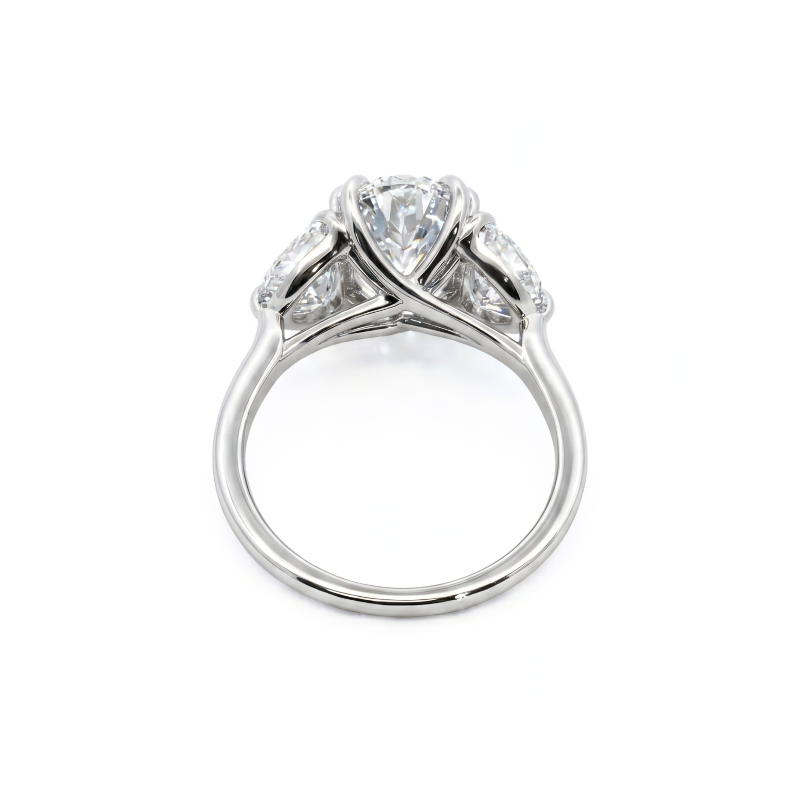 14K White Gold 4.53CTW. Lab-Grown Diamond 3-Stone Engagement Ring