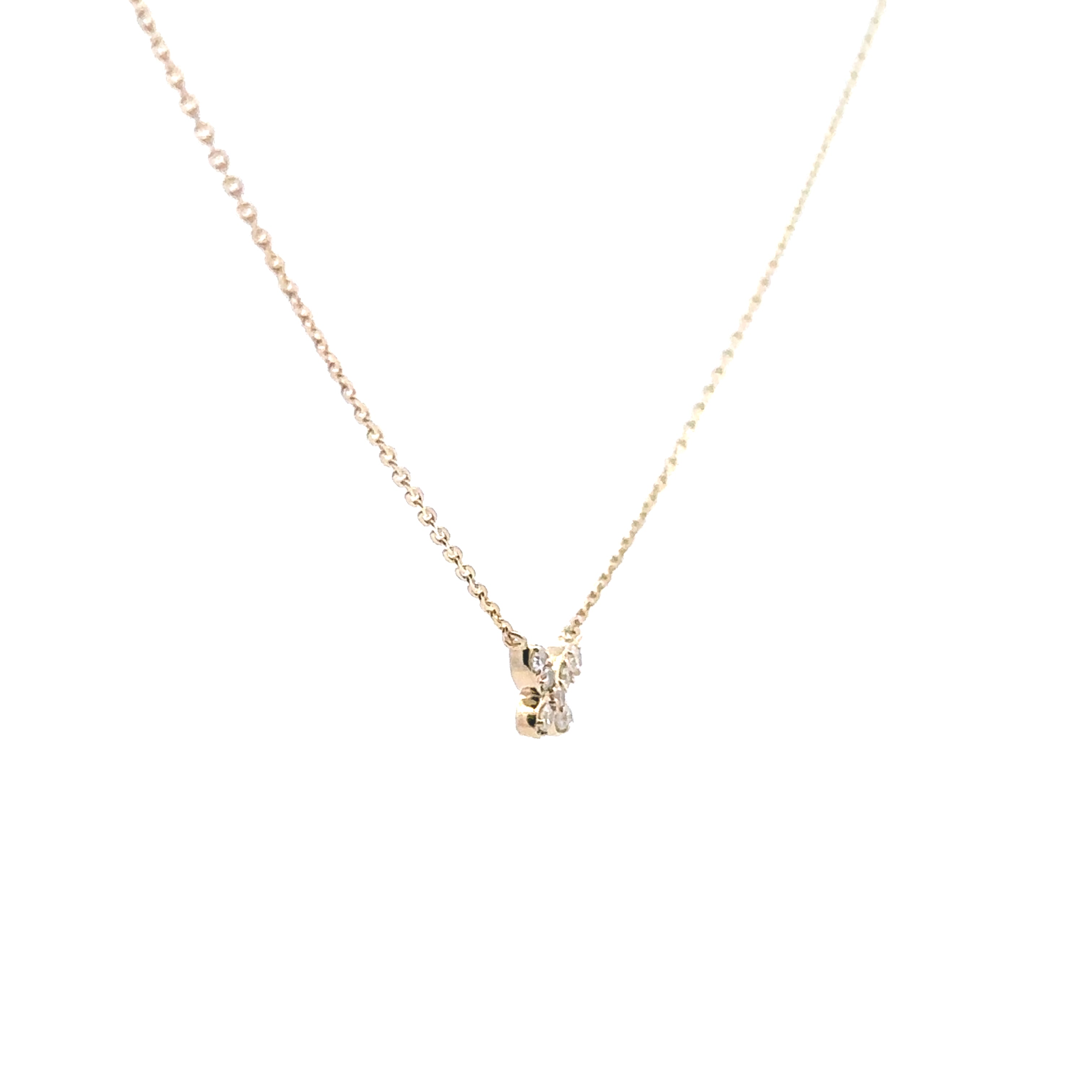 14K Yellow Gold 1/20CT. Diamond Flower Adjustable Necklace