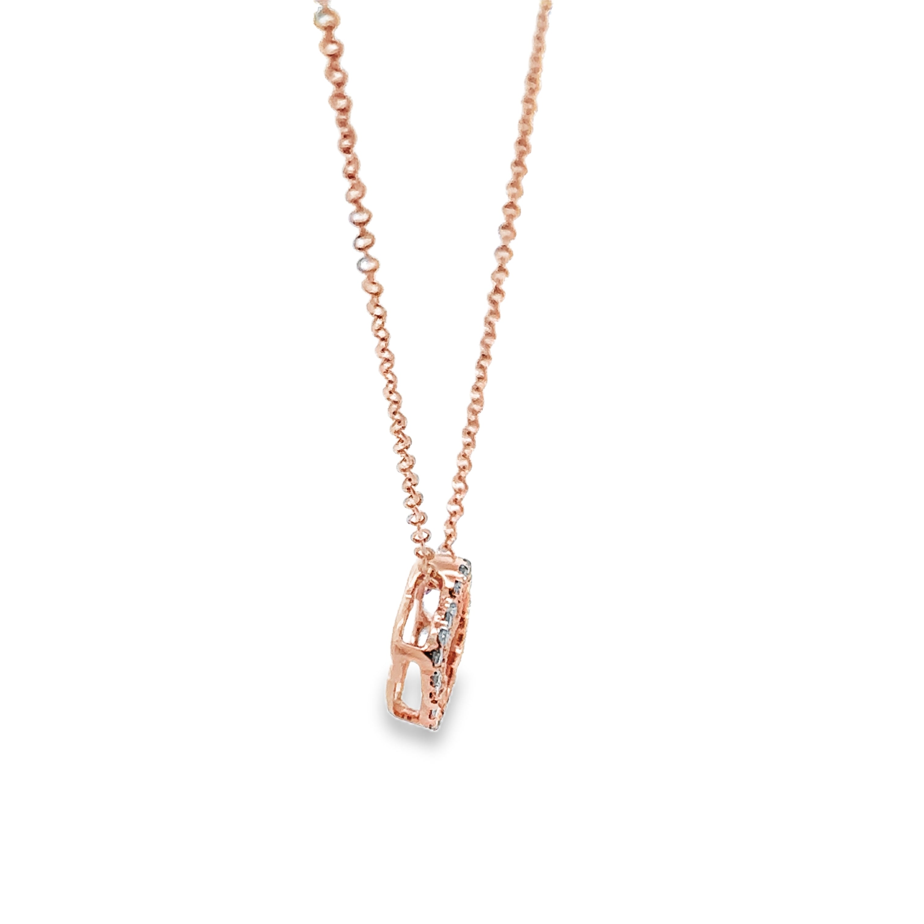 14K Rose Gold 1/4 CTW. Diamond Clover Necklace