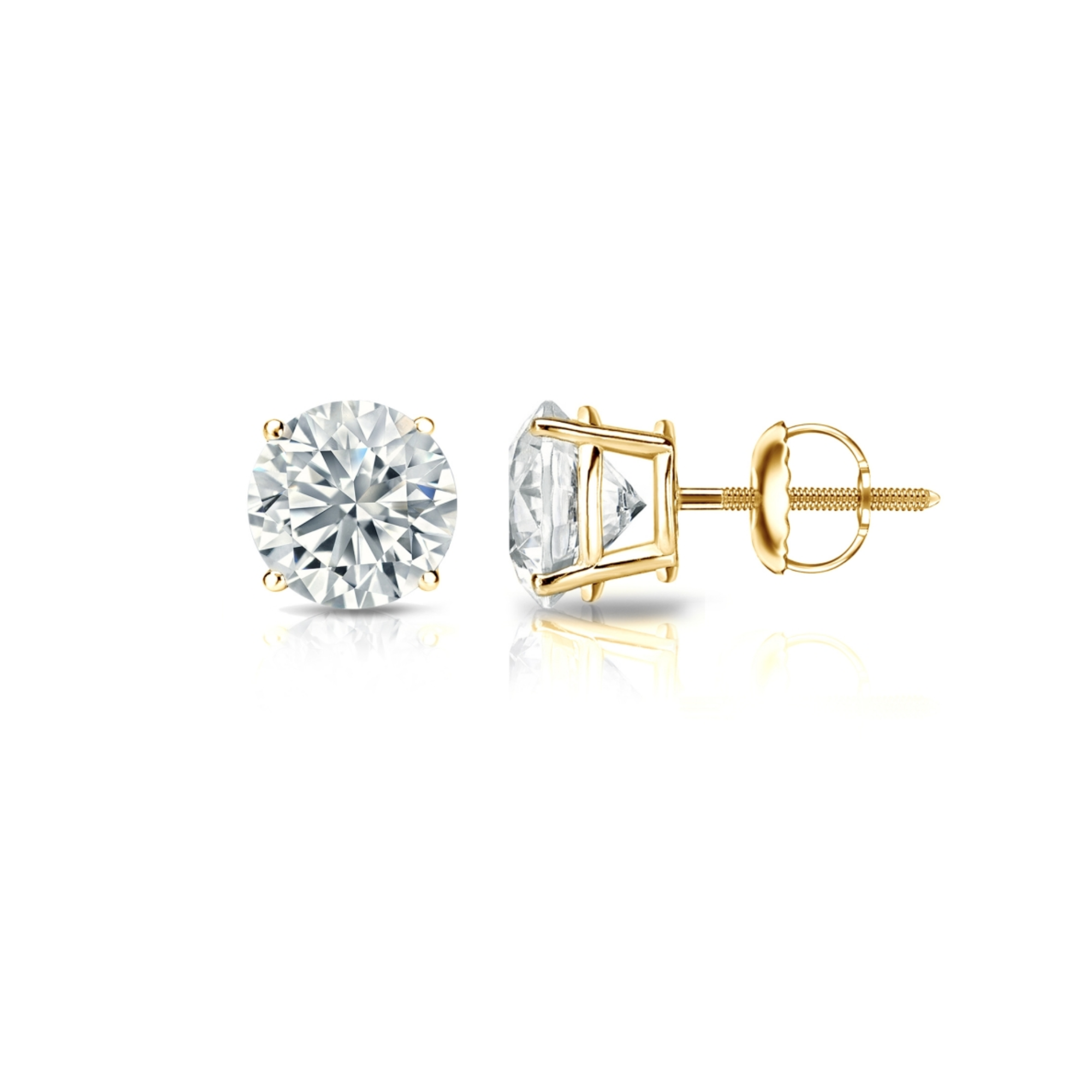 14K Yellow Gold 2CT. Basket-Set Lab-Grown Diamond Screw Back Studs