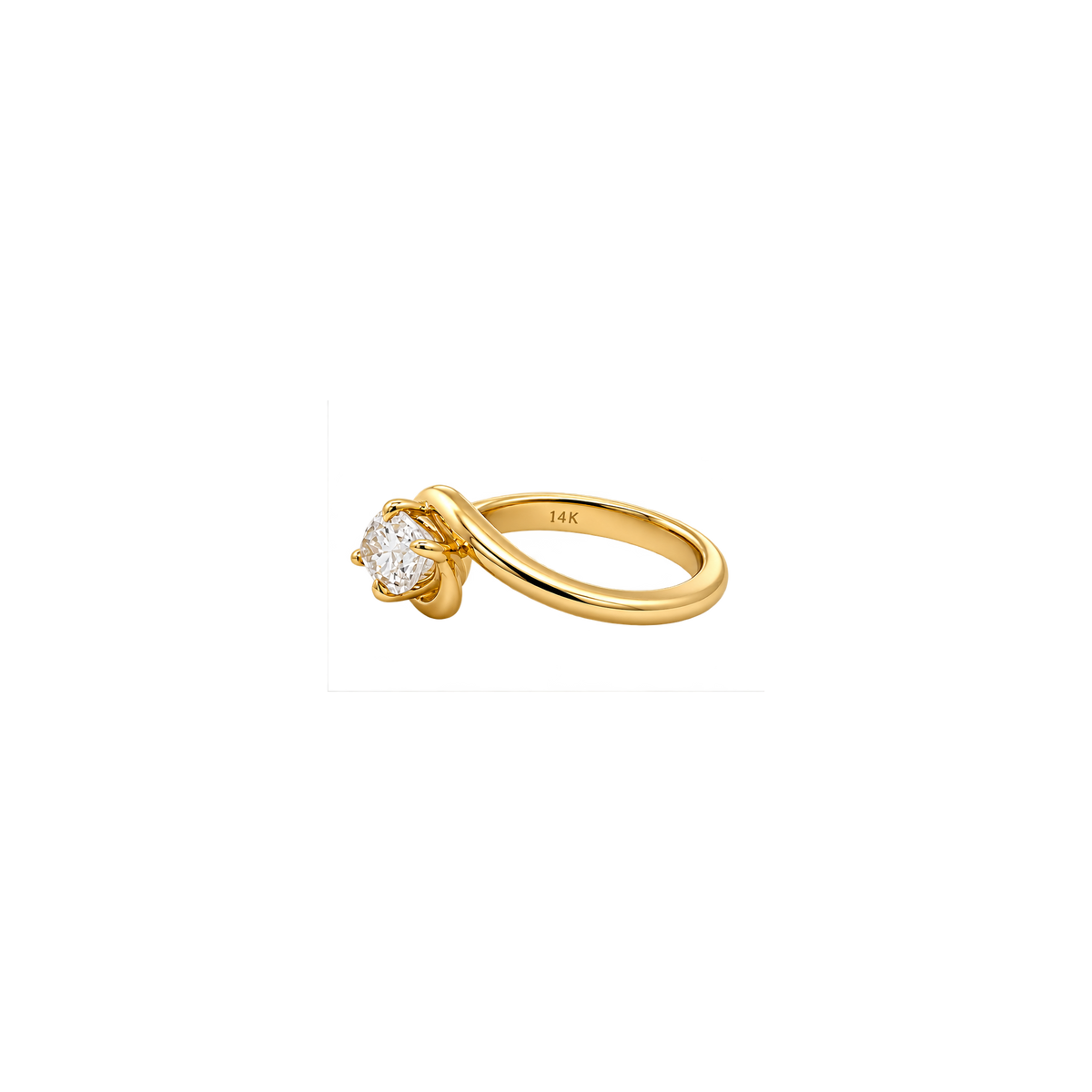 14K yellow gold lab-grown diamond bypass ring - centered transparent view 2