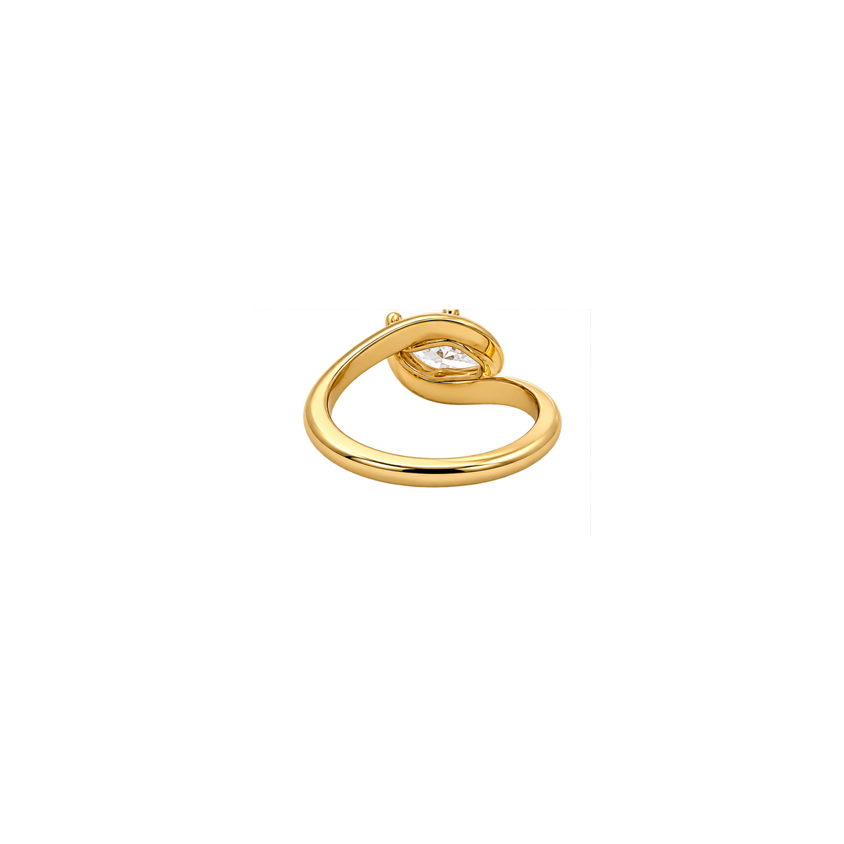 14K yellow gold lab-grown diamond bypass ring - centered transparent view 3
