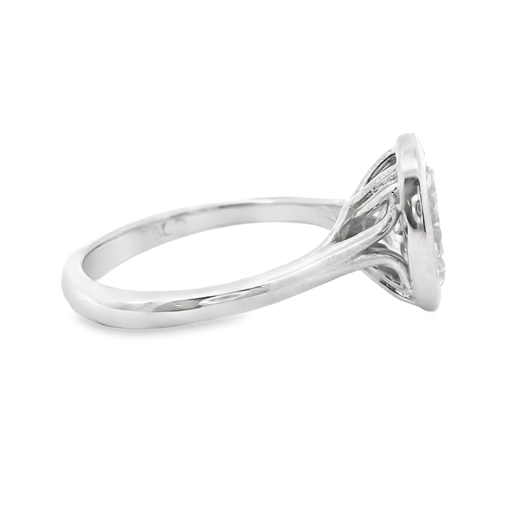 14K White Gold 2.06CT. Oval Bezel-Set Lab-Grown Diamond Engagement Ring