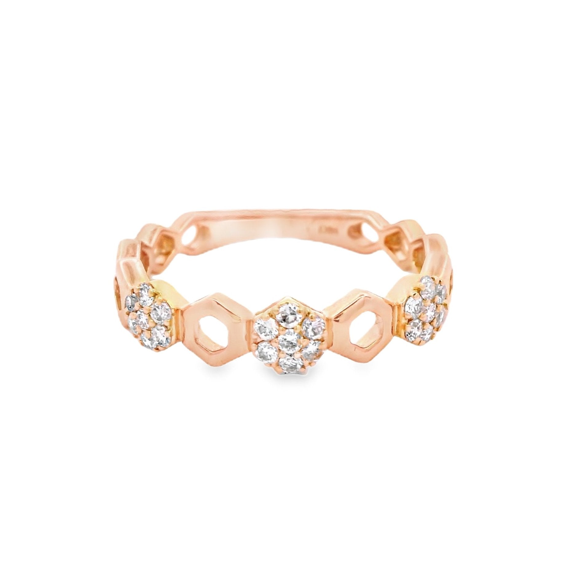 14k Yellow Gold 1/4 CTW Diamond Hexagon Ring