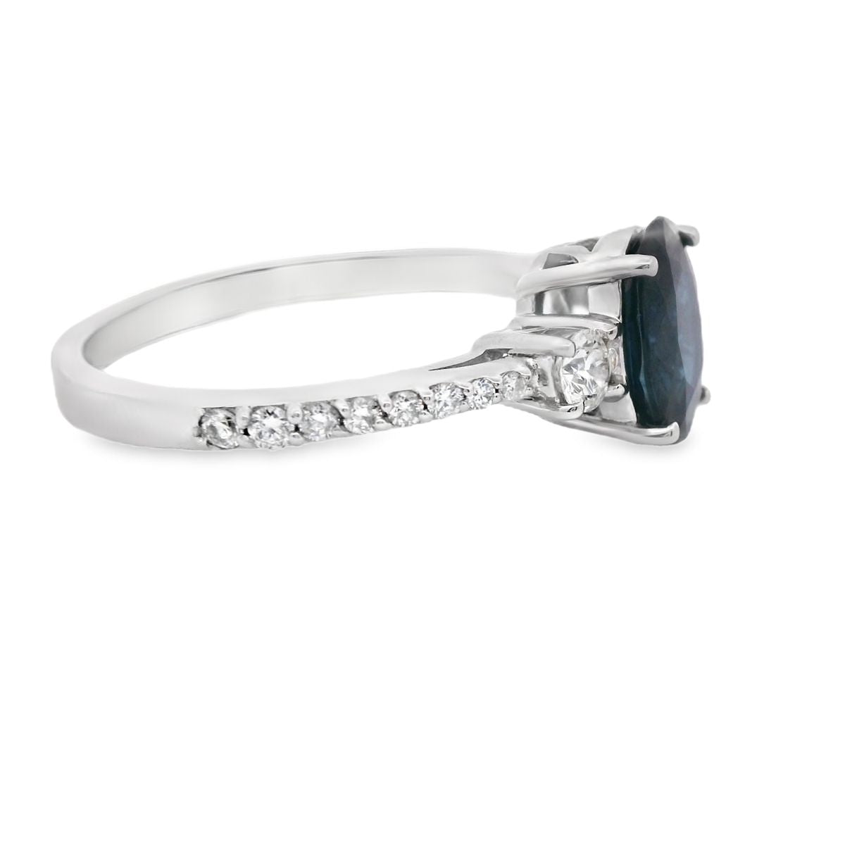 EFFY 14k White Gold 1 3/8 CT Sapphire & 1/3 CT Diamond Ring