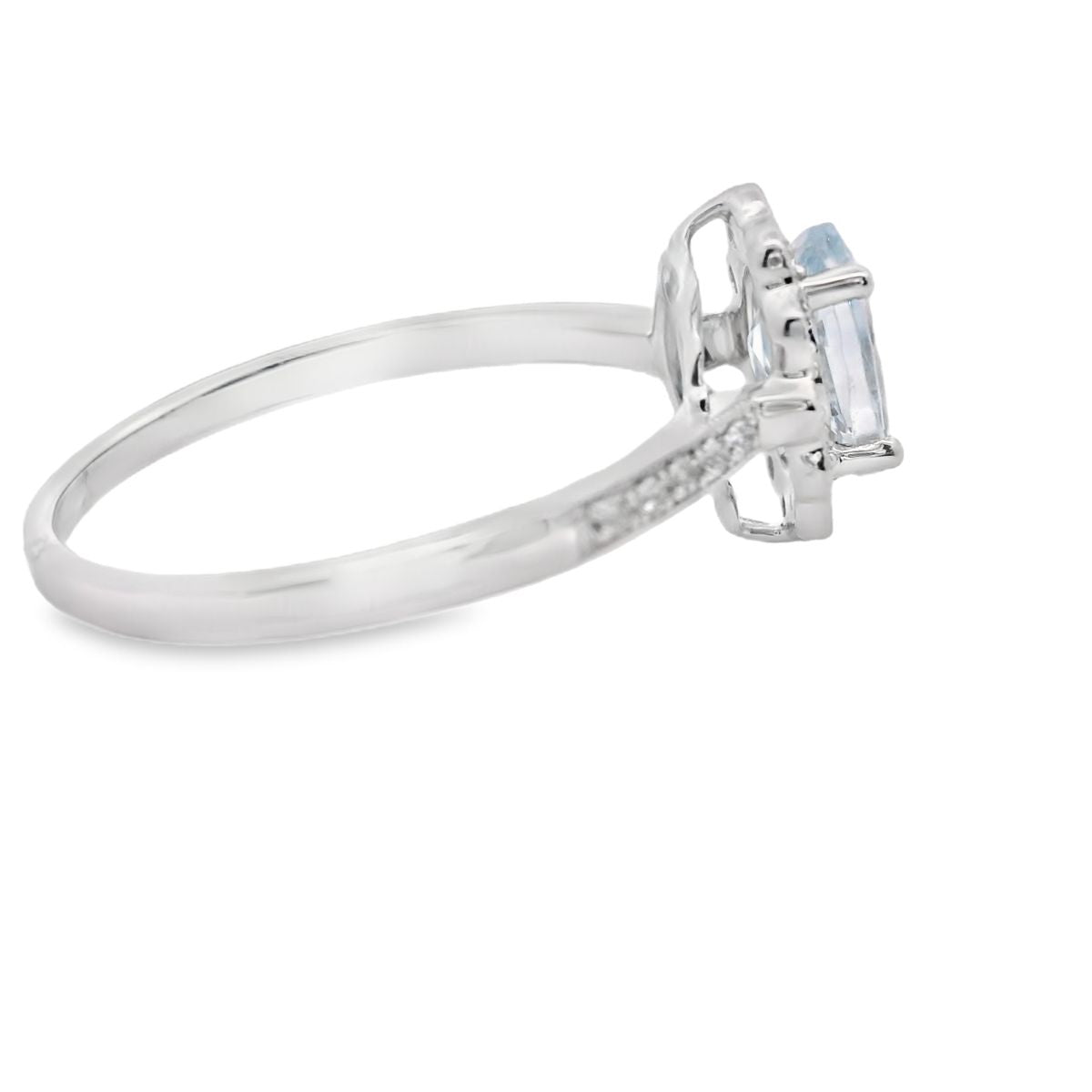 10K White Gold 1/8 CTW Diamond 3/4 CT Aquamarine Halo Ring