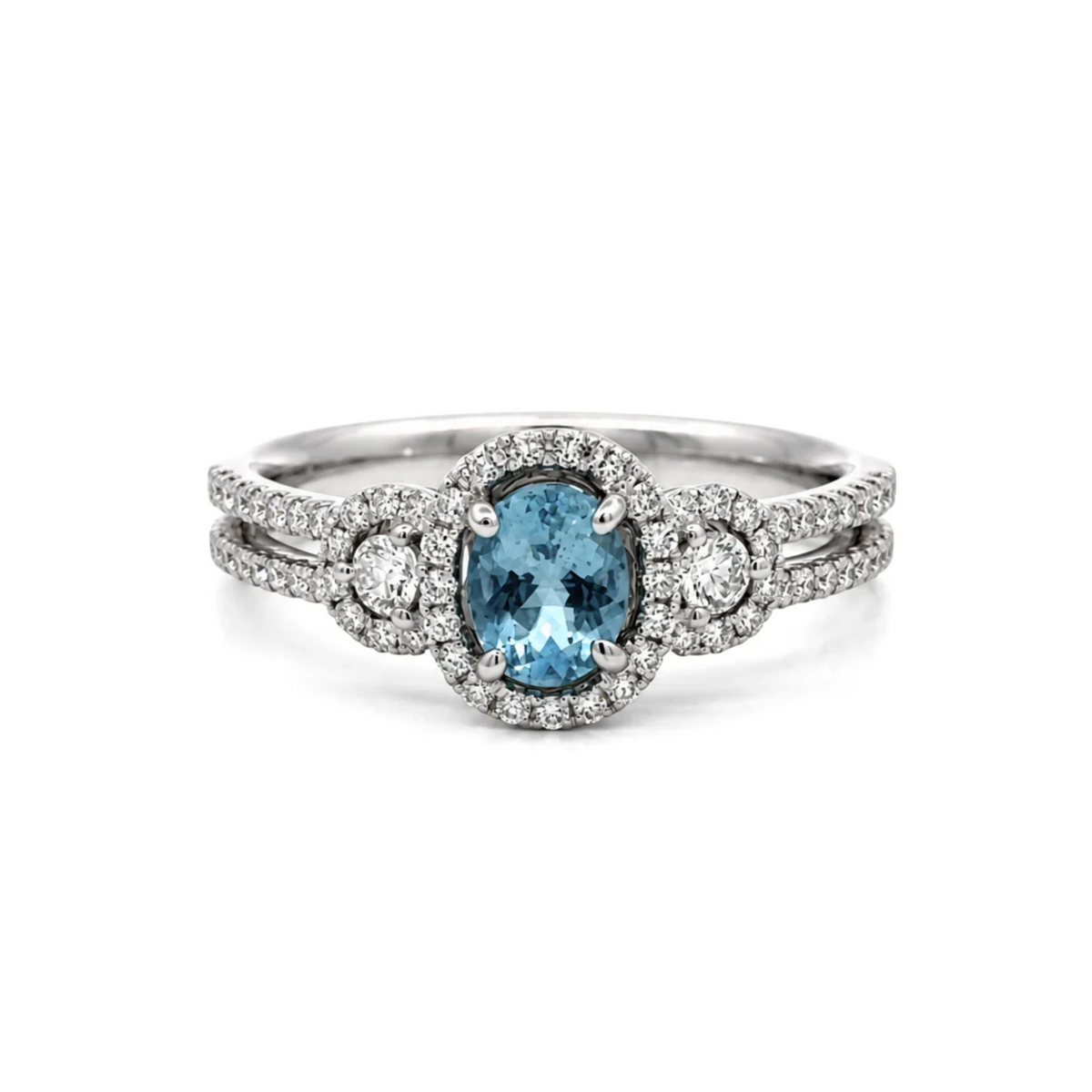 Aquamarine Ring on White Background