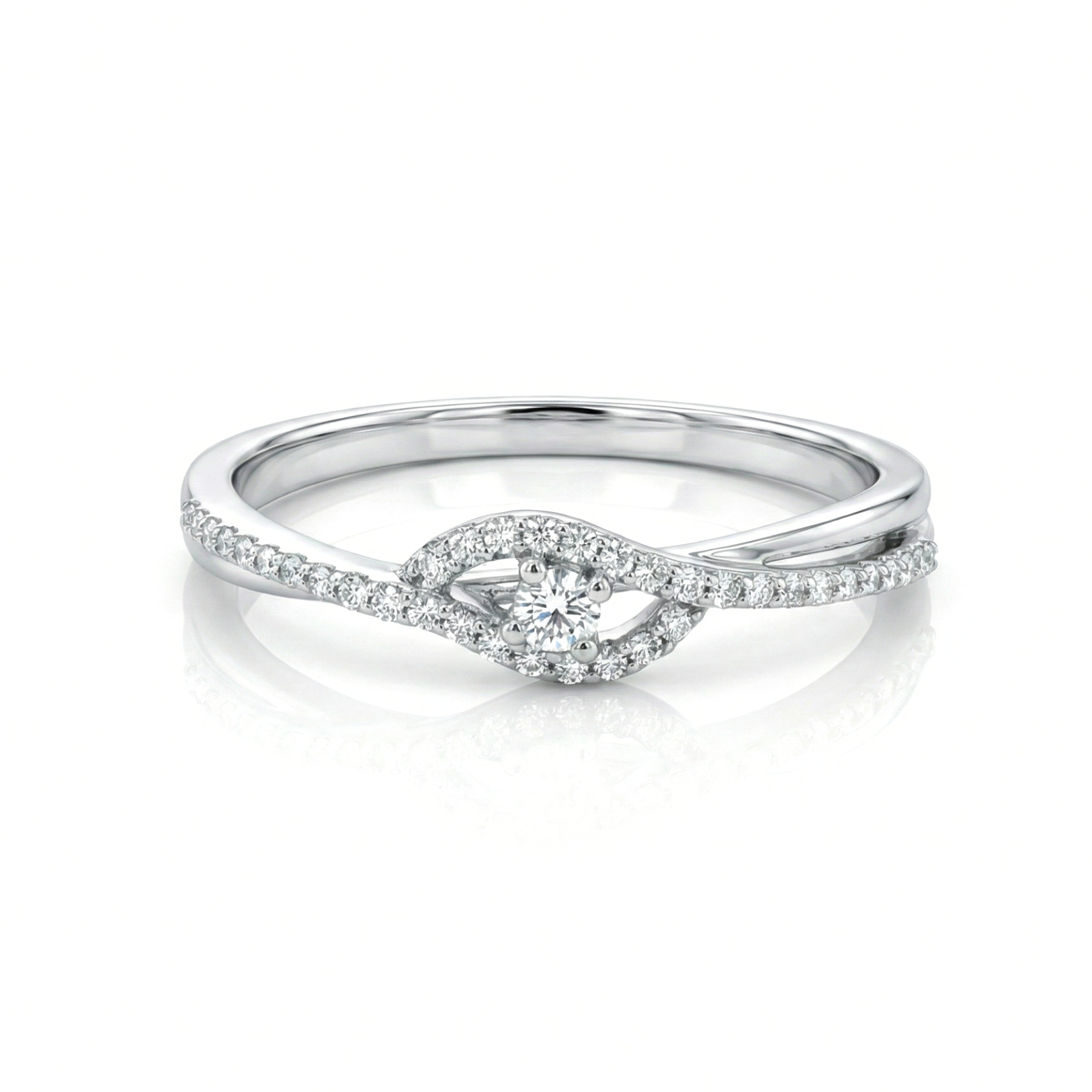 Sterling Silver 1/6CTW. Diamond Dainty Bypass Promise Ring