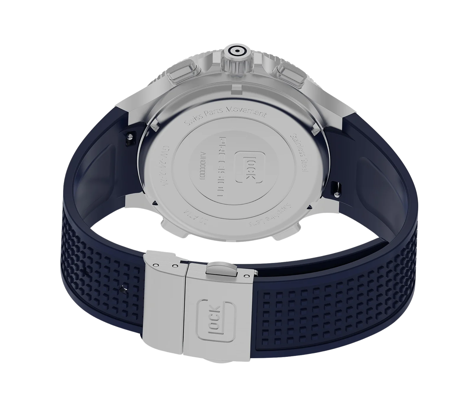 Blue Silicone Sandblasted Stainless Steel Glock Watch