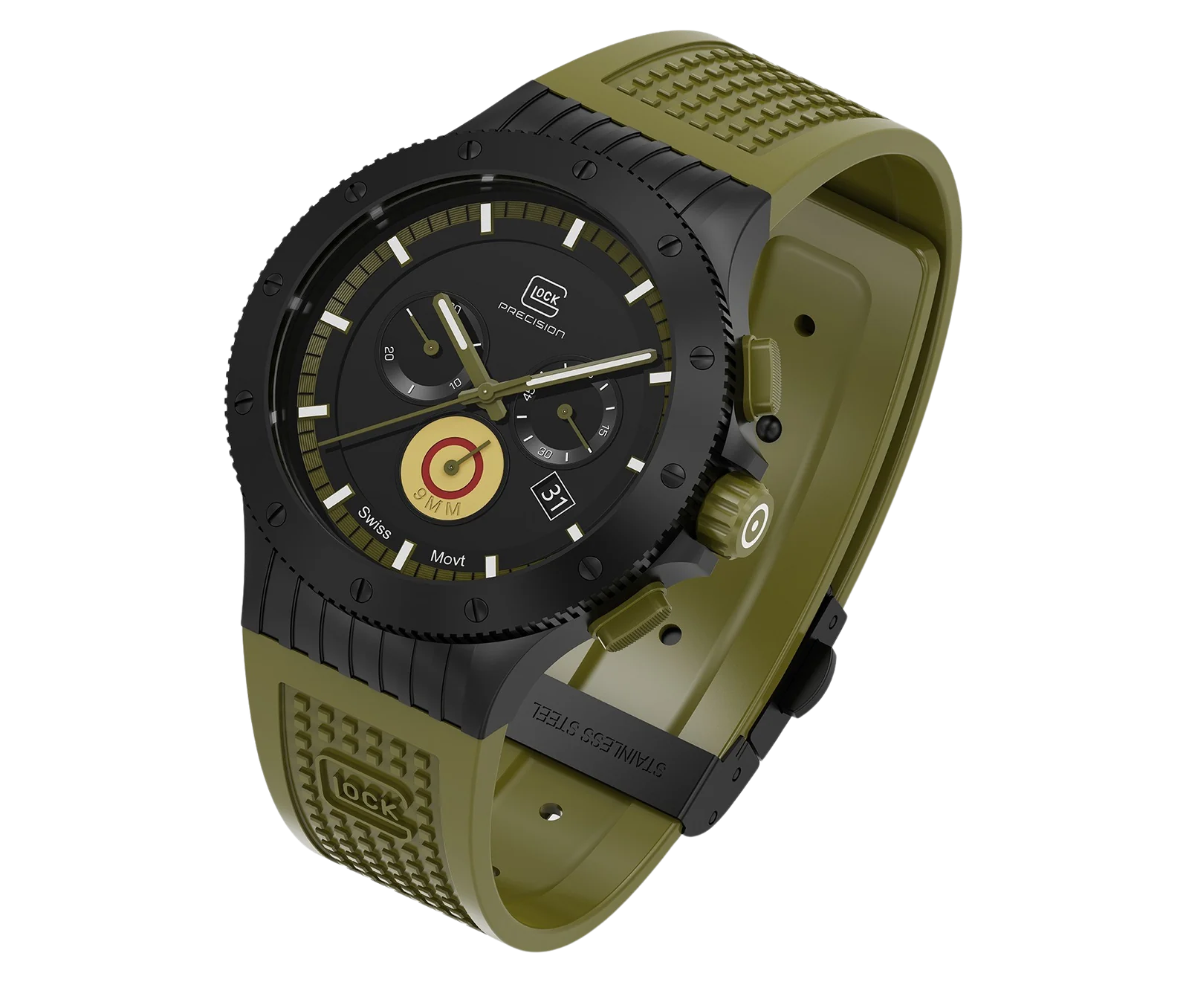 glock watch on transparent background