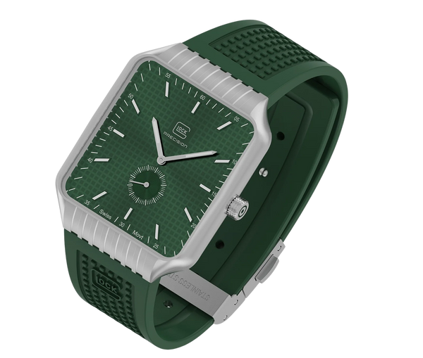 Stainless Steel With Green Silicone Strap Glock Watch