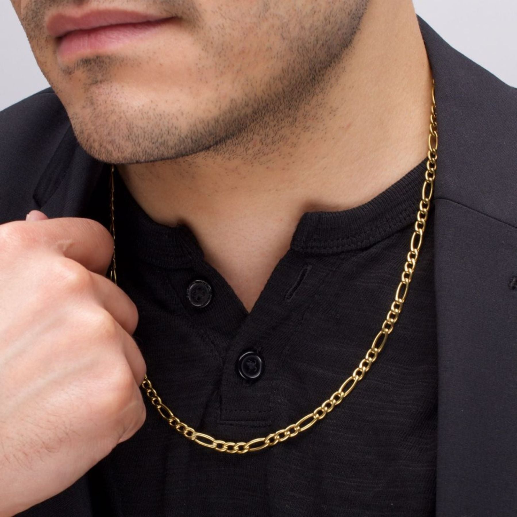 man wearing chain