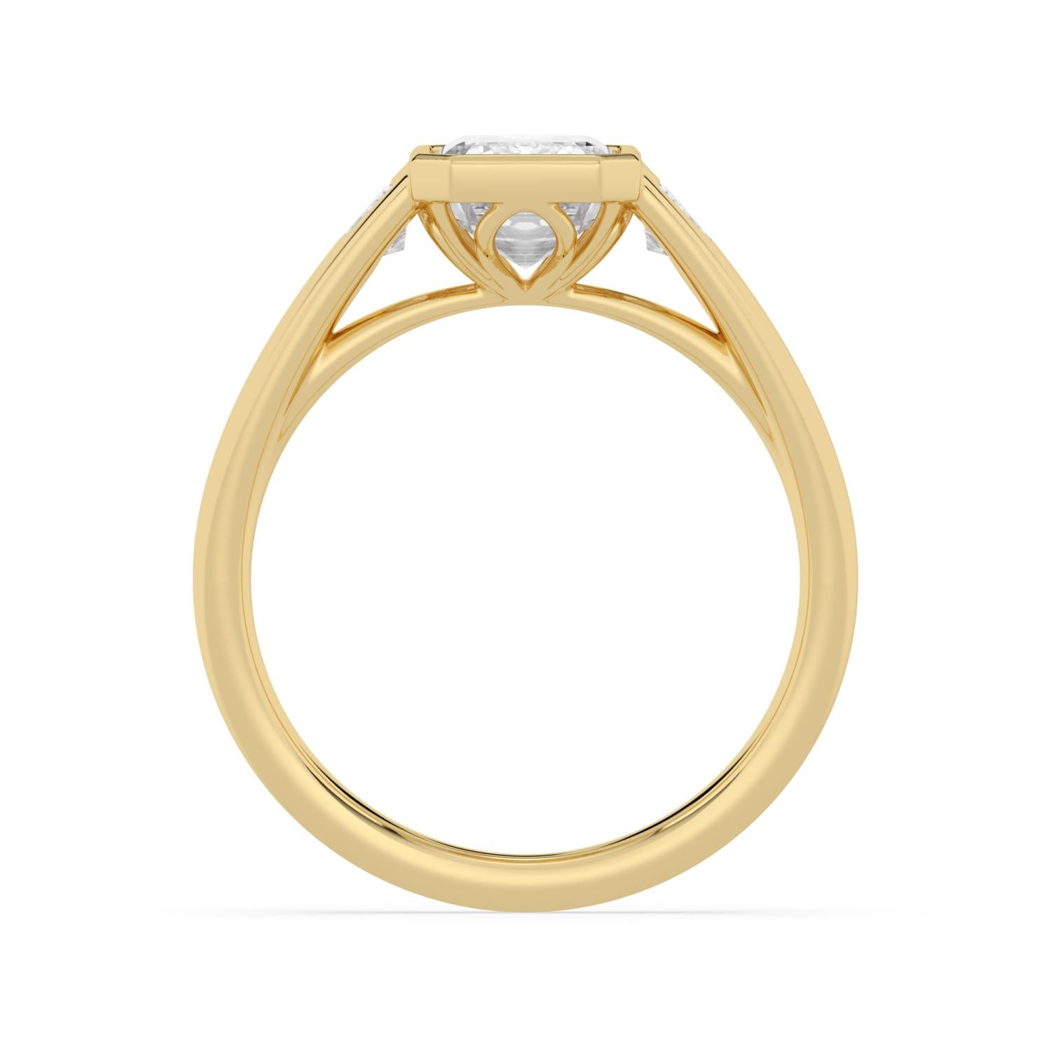 14K Yellow Gold 2.38CTW. Lab-Grown Diamond Emerald-Cut and Cadillac-Cut Accented Engagement Ring