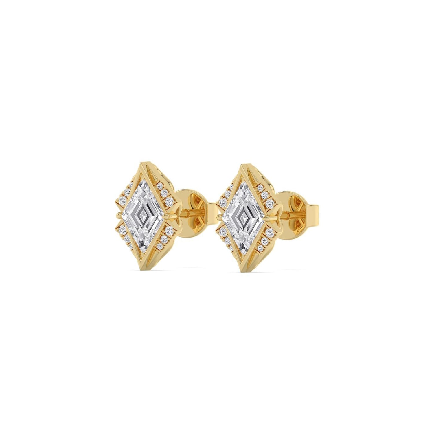 14K Yellow Gold 1.51CTW. Lab-Grown Diamond Accented Stud Earrings