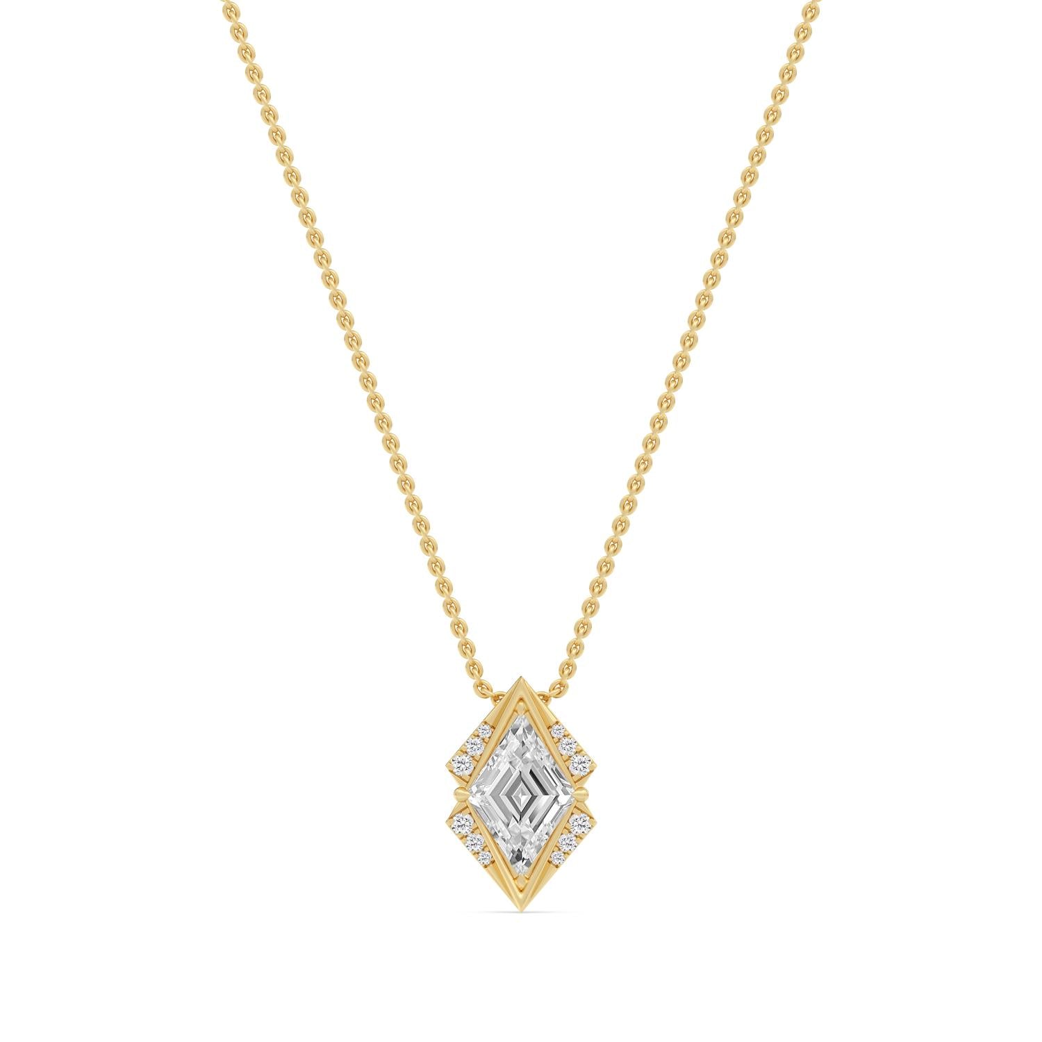14K Yellow Gold 1.13CTW. Lab-Grown Diamond Accented Slide Pendant Necklace