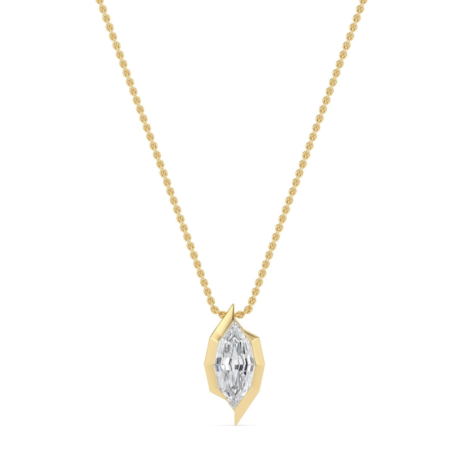 14K Yellow Gold 1.60CT. Lab-Grown Diamond Step-Cut Marquise Slide Pendant Necklace