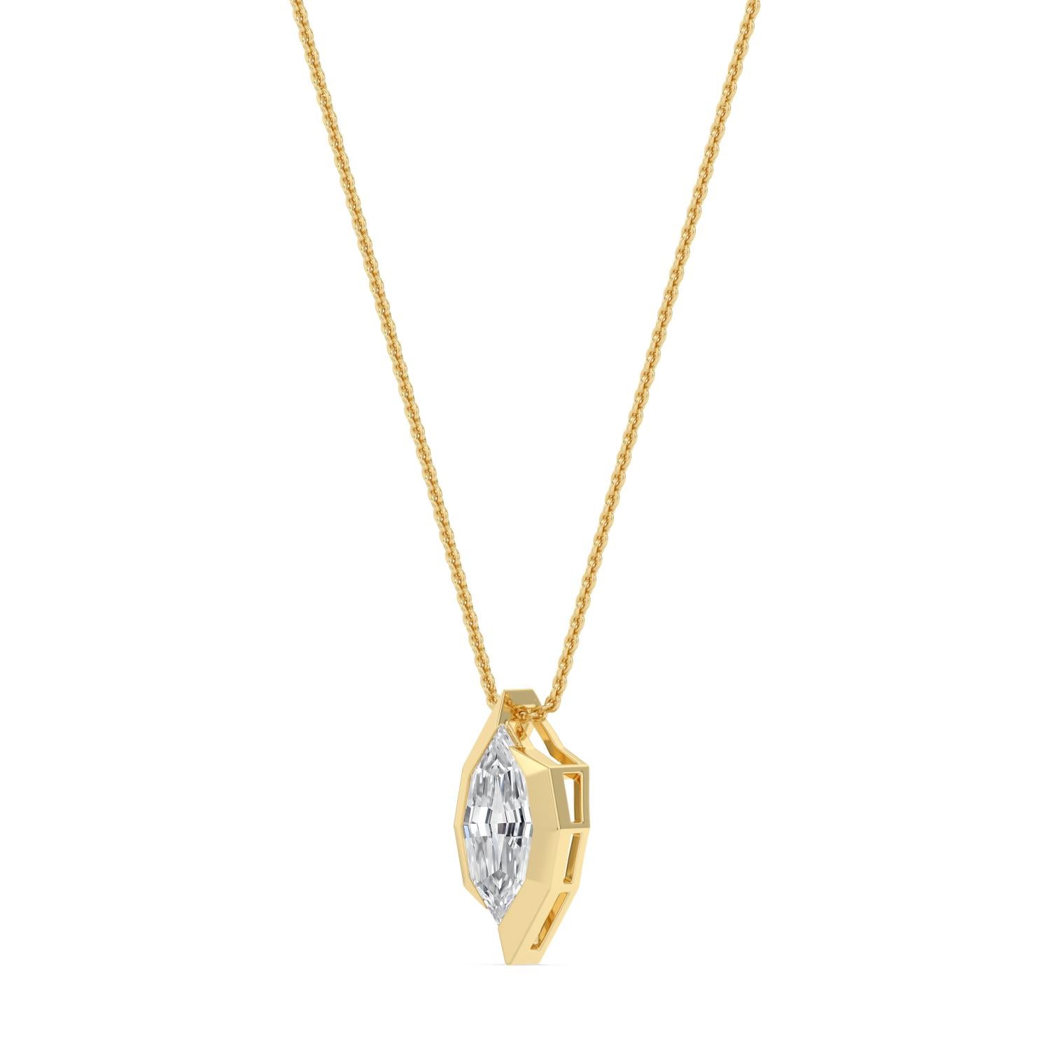 14K Yellow Gold 1.60CT. Lab-Grown Diamond Step-Cut Marquise Slide Pendant Necklace
