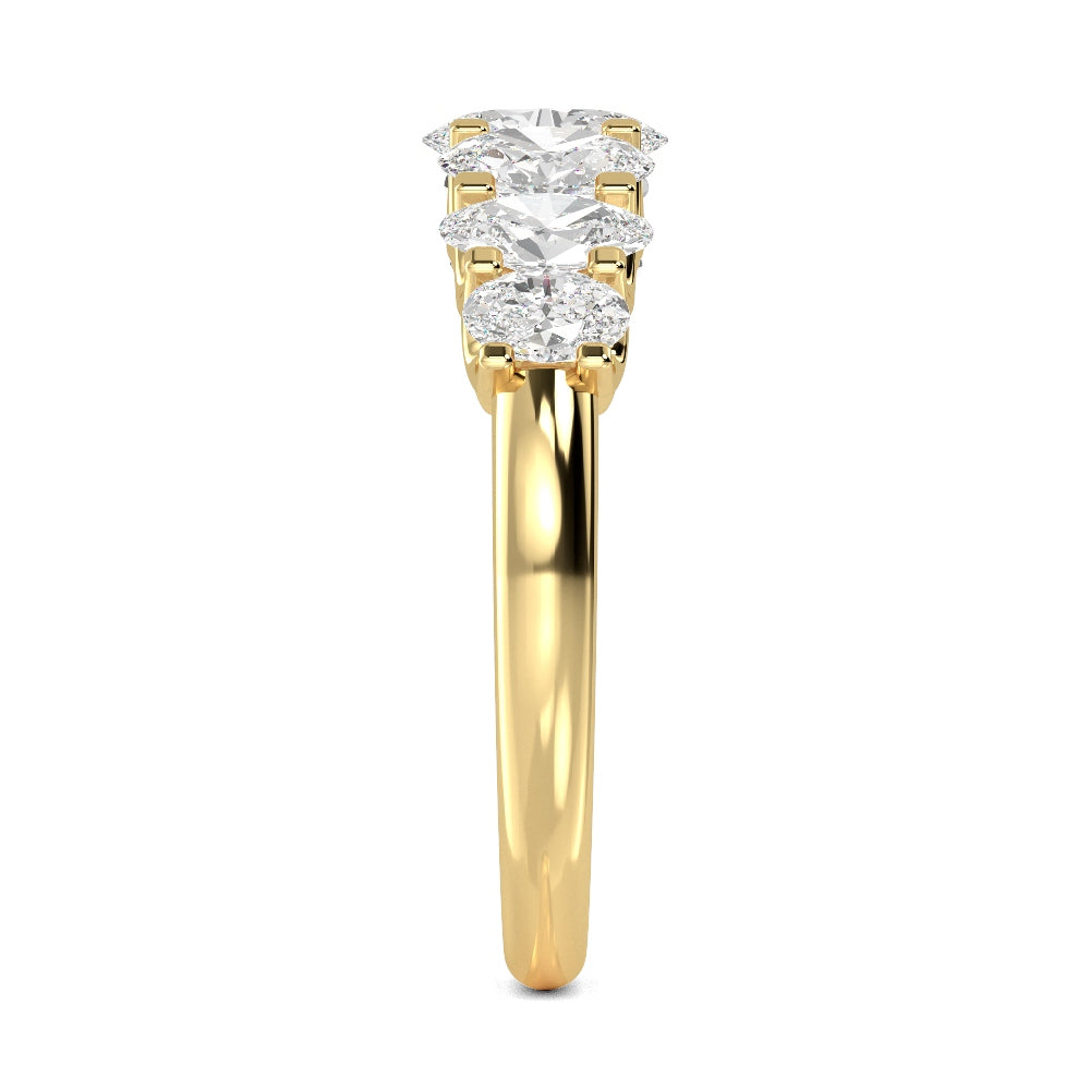 14K Yellow Gold 1.07CTW. Oval-Cut Lab-Grown Diamond Graduated Ring