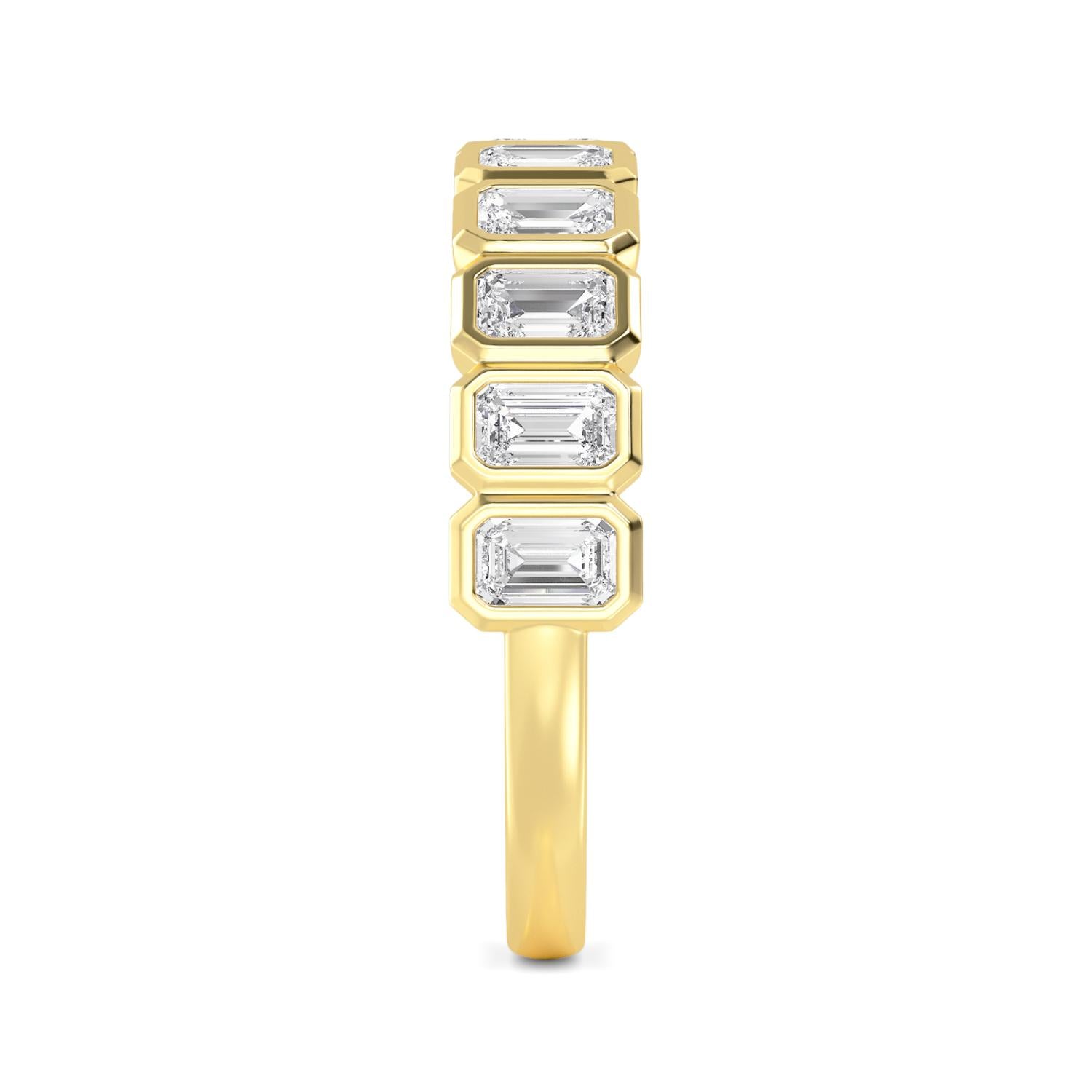 14K Yellow Gold 1.75CTW. Lab-Grown Diamond Bezel-Set Emerald-Cut Band