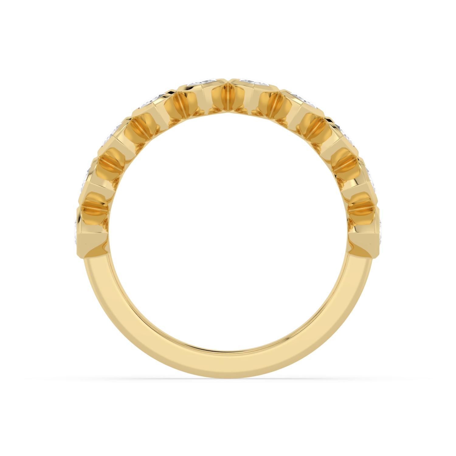 14K Yellow Gold 1.20CTW. Lab-Grown Diamond Bezel-Set Marquise Band