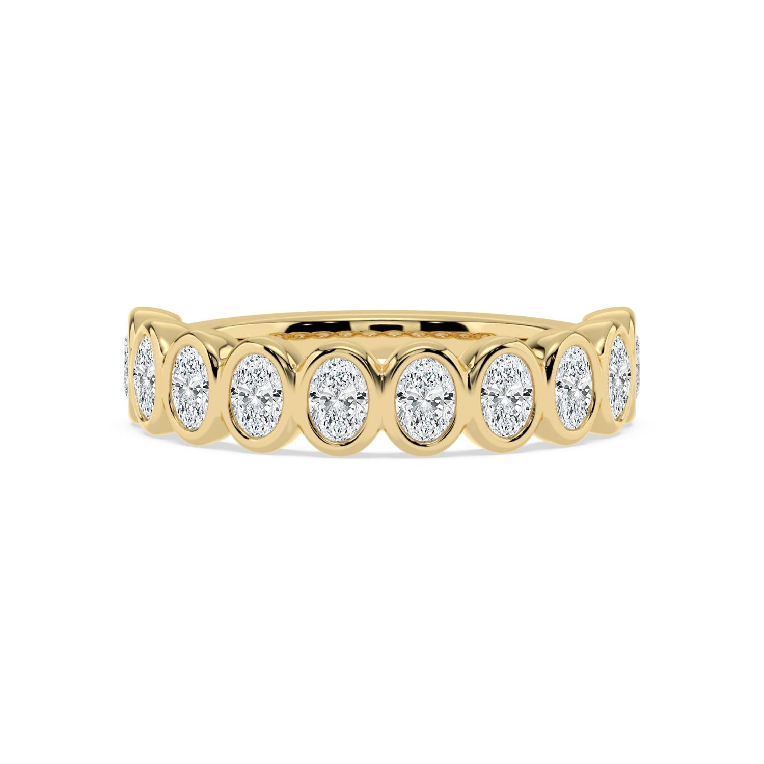 14K Yellow Gold 1.20CTW. Lab-Grown Diamond Bezel-Set Oval Band
