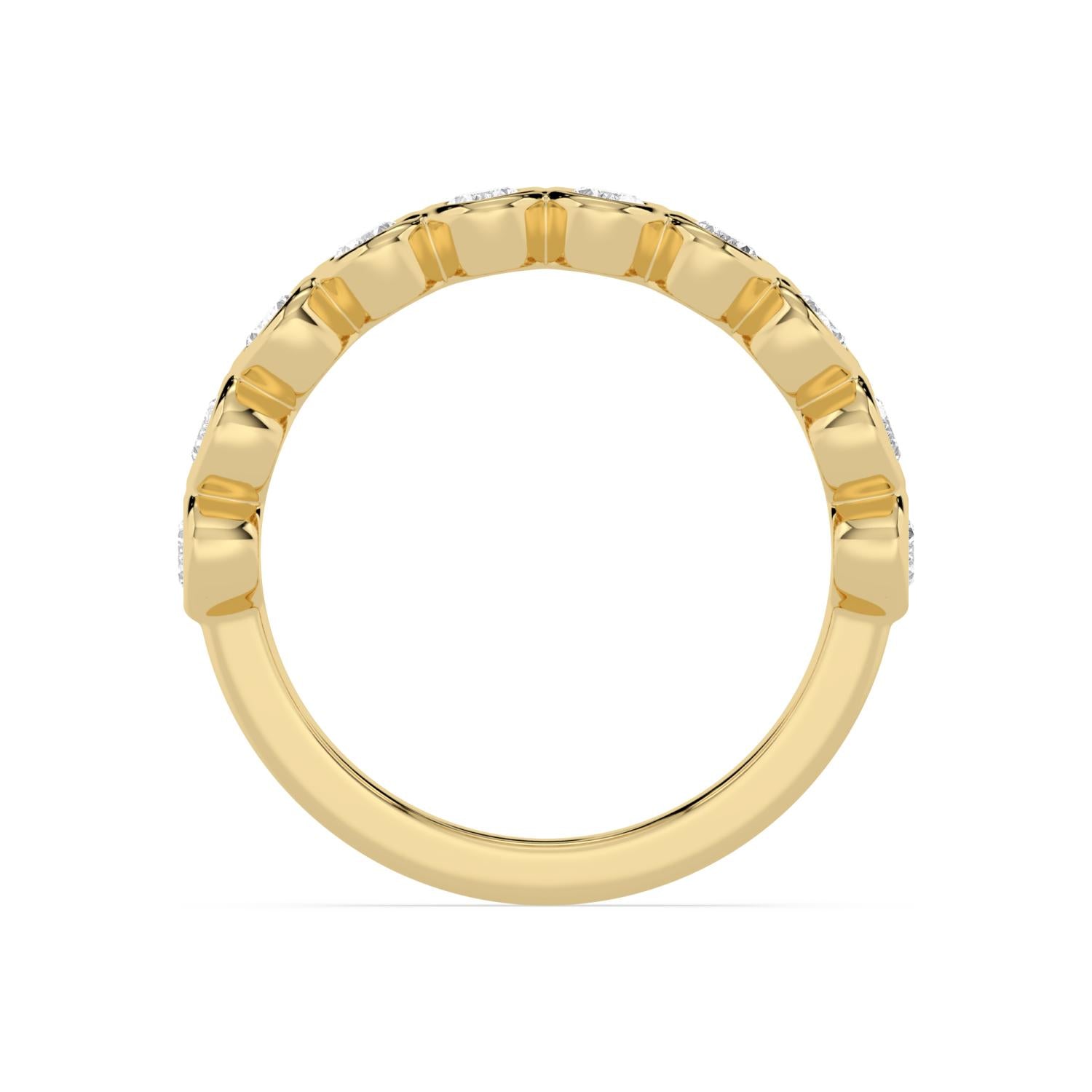 14K Yellow Gold 1.20CTW. Lab-Grown Diamond Bezel-Set Oval Band