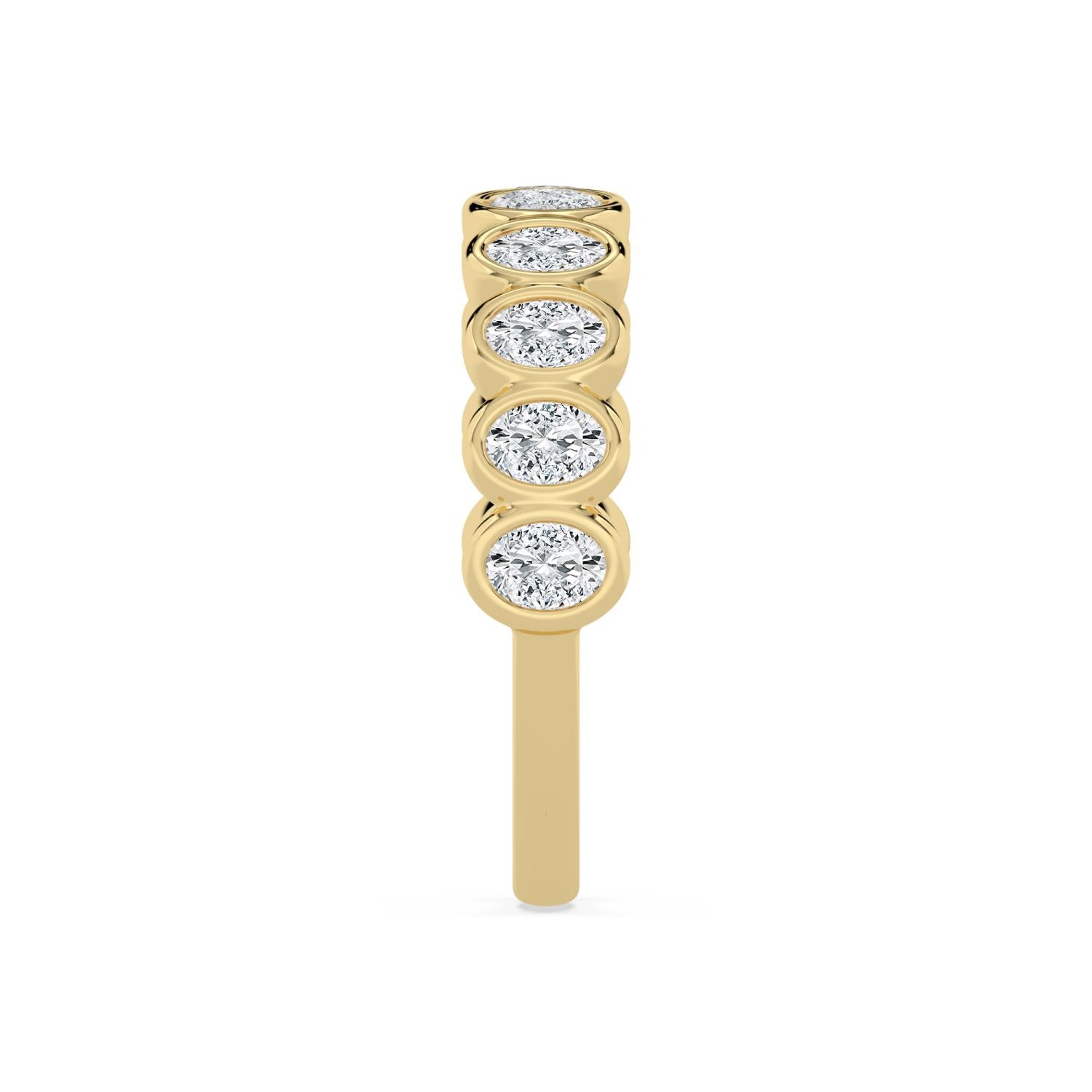 14K Yellow Gold 1.20CTW. Lab-Grown Diamond Bezel-Set Oval Band