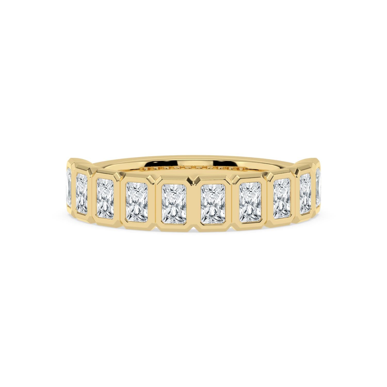 14K Yellow Gold 1.11CTW. Lab-Grown Diamond Bezel-Set Radiant-Cut Band