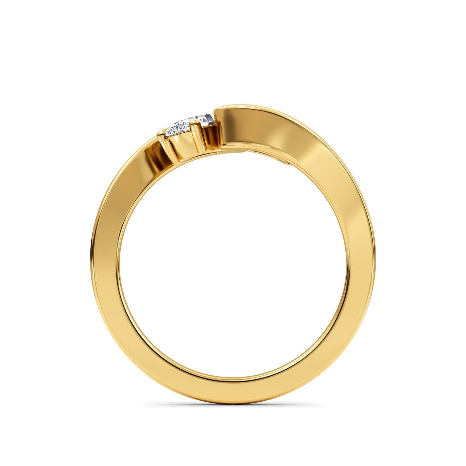 14K Yellow Gold 0.78CTW. Lab-Grown Diamond Pear and Oval Two-Stone Ring