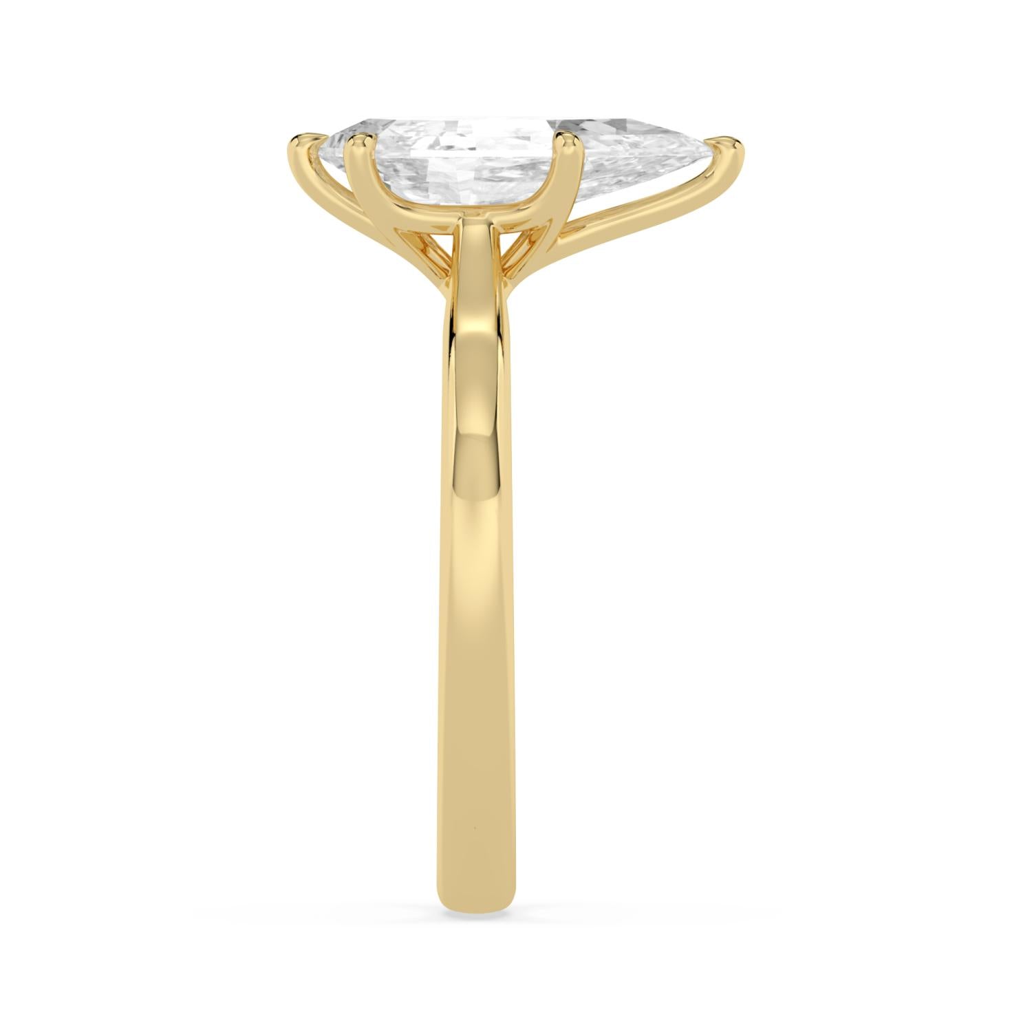 14K Yellow Gold 2.08CT. Lab-Grown Diamond Step-Cut-Pear Solitaire Engagement Ring