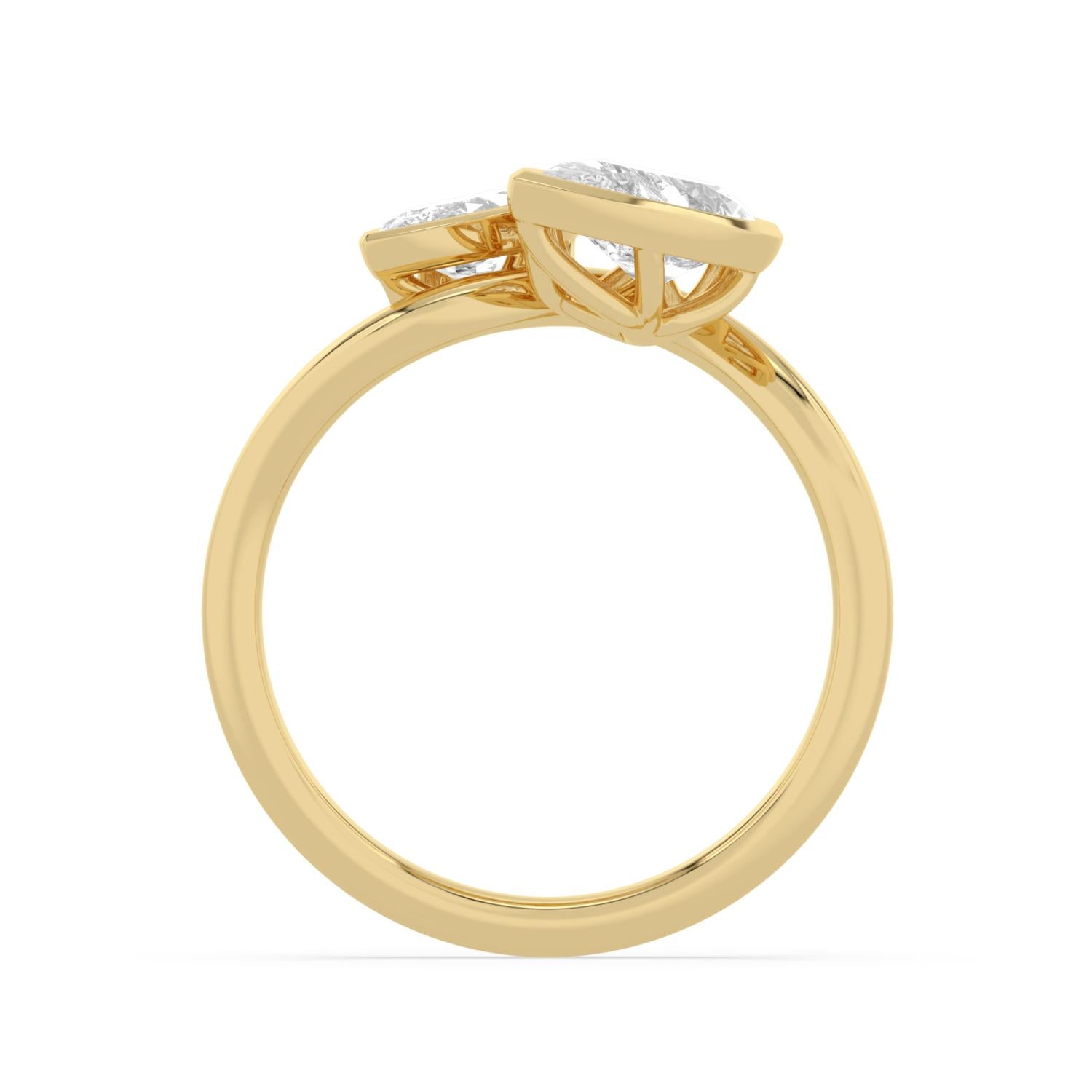 14K Yellow Gold 1.57CTW. Certified Lab-Grown Diamond Pear and Marquise Two-Stone Ring