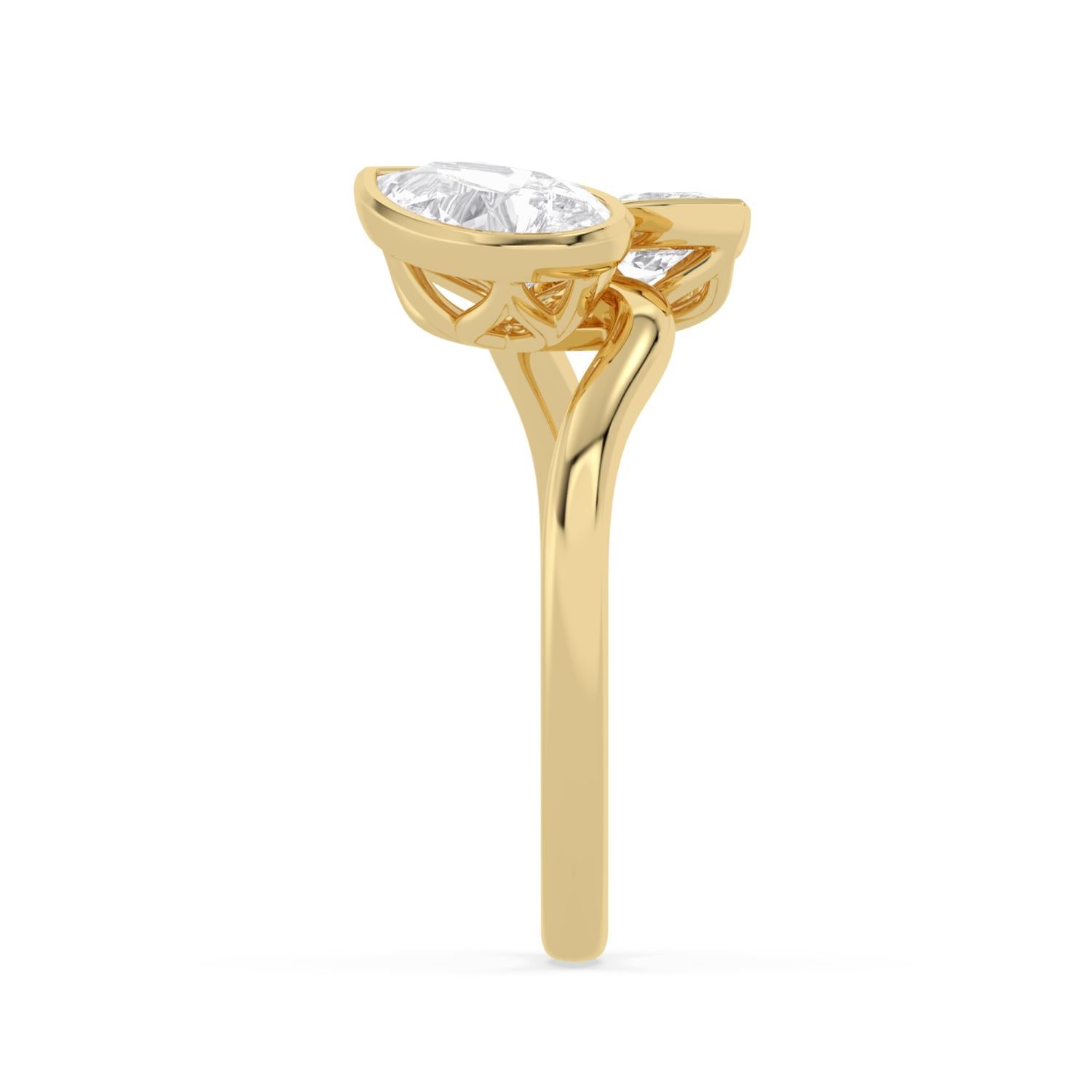 14K Yellow Gold 1.57CTW. Certified Lab-Grown Diamond Pear and Marquise Two-Stone Ring