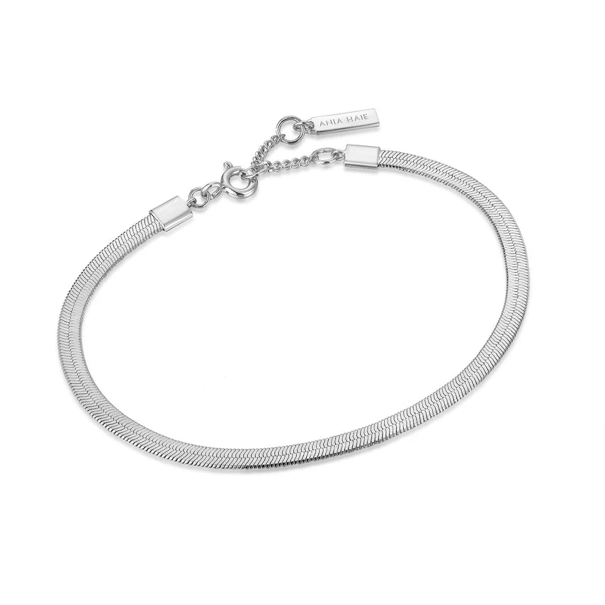 ANIA HAIE SILVER FLAT SNAKE CHAIN BRACELET