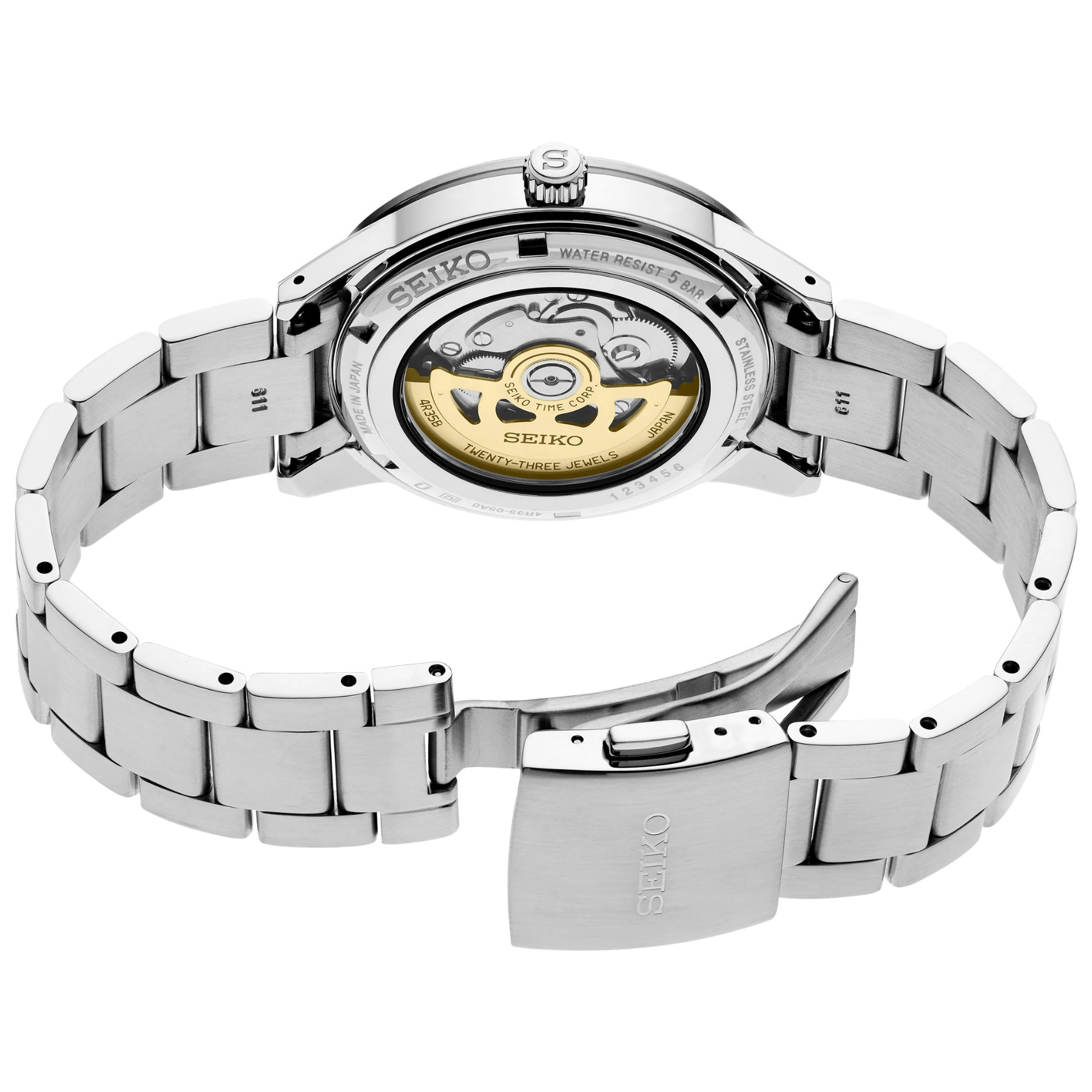 SEIKO Presage Automatic Ivory Dial Watch with Leather Strap