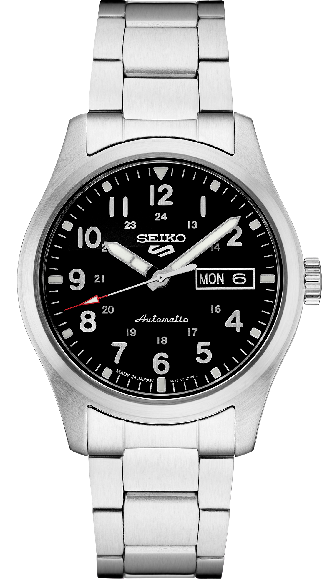 SEIKO 5 SPORTS Automatic Military Inspired Black-Dial Watch