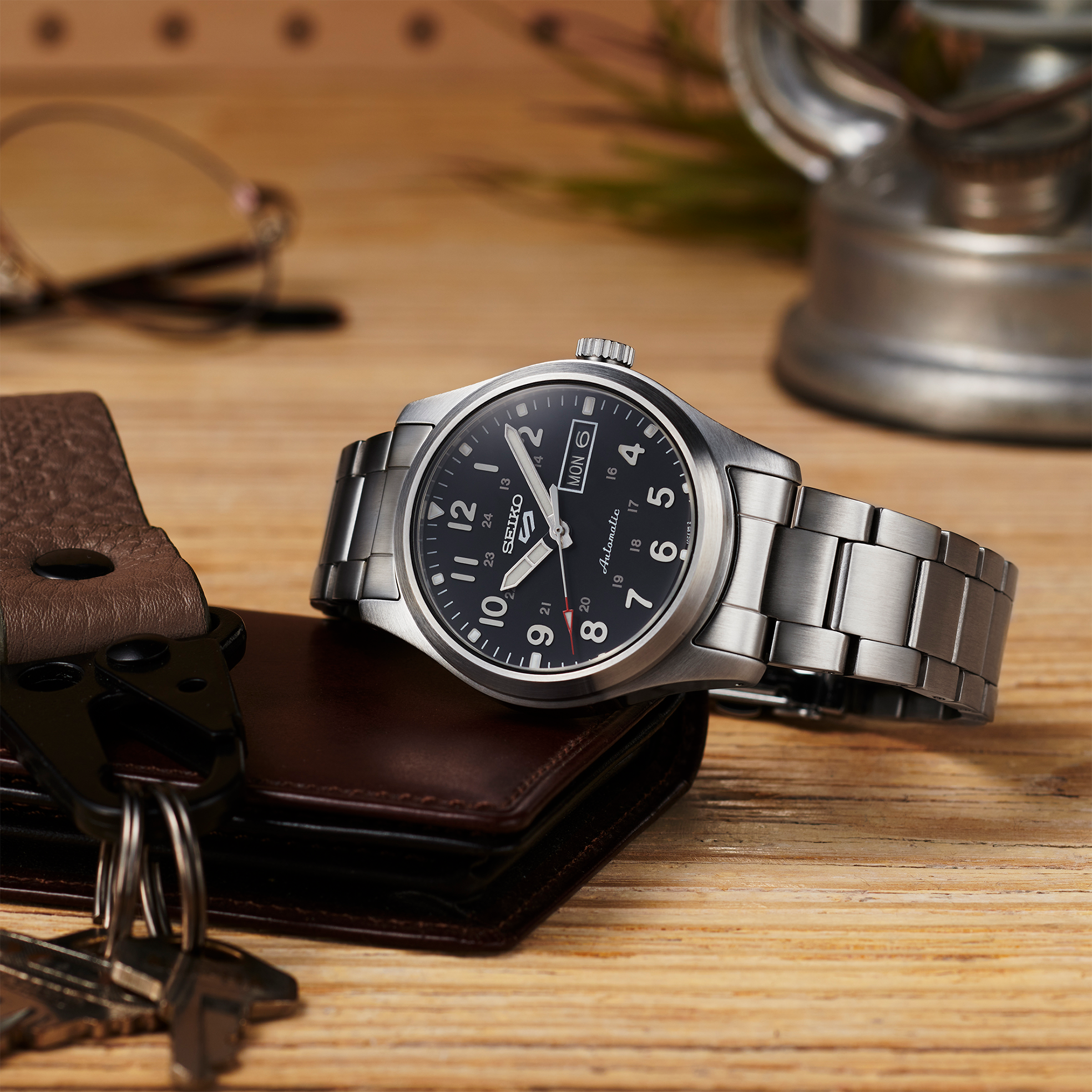 SEIKO 5 SPORTS Automatic Military Inspired Black-Dial Watch