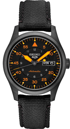 SEIKO MEN'S 5 SPORTS Automatic Black-Dial With Orange Accent Watch
