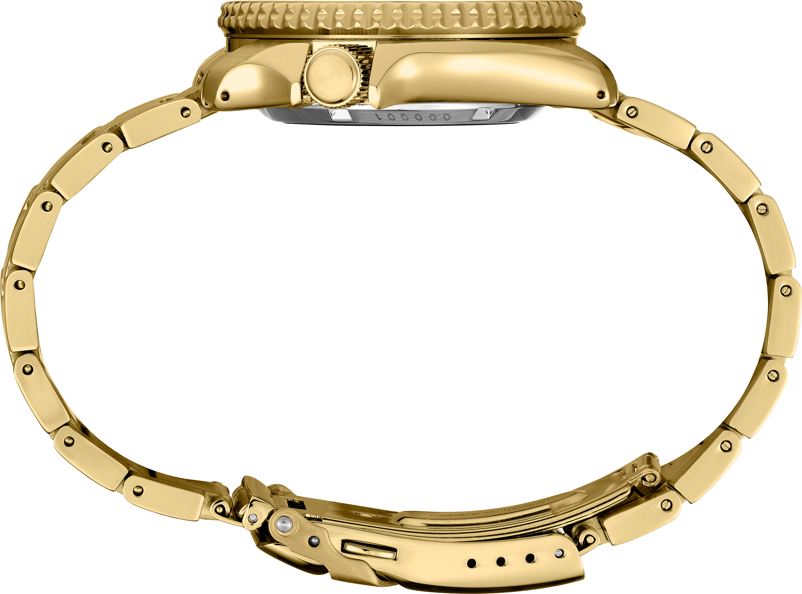 Gold tone Seiko watch side view