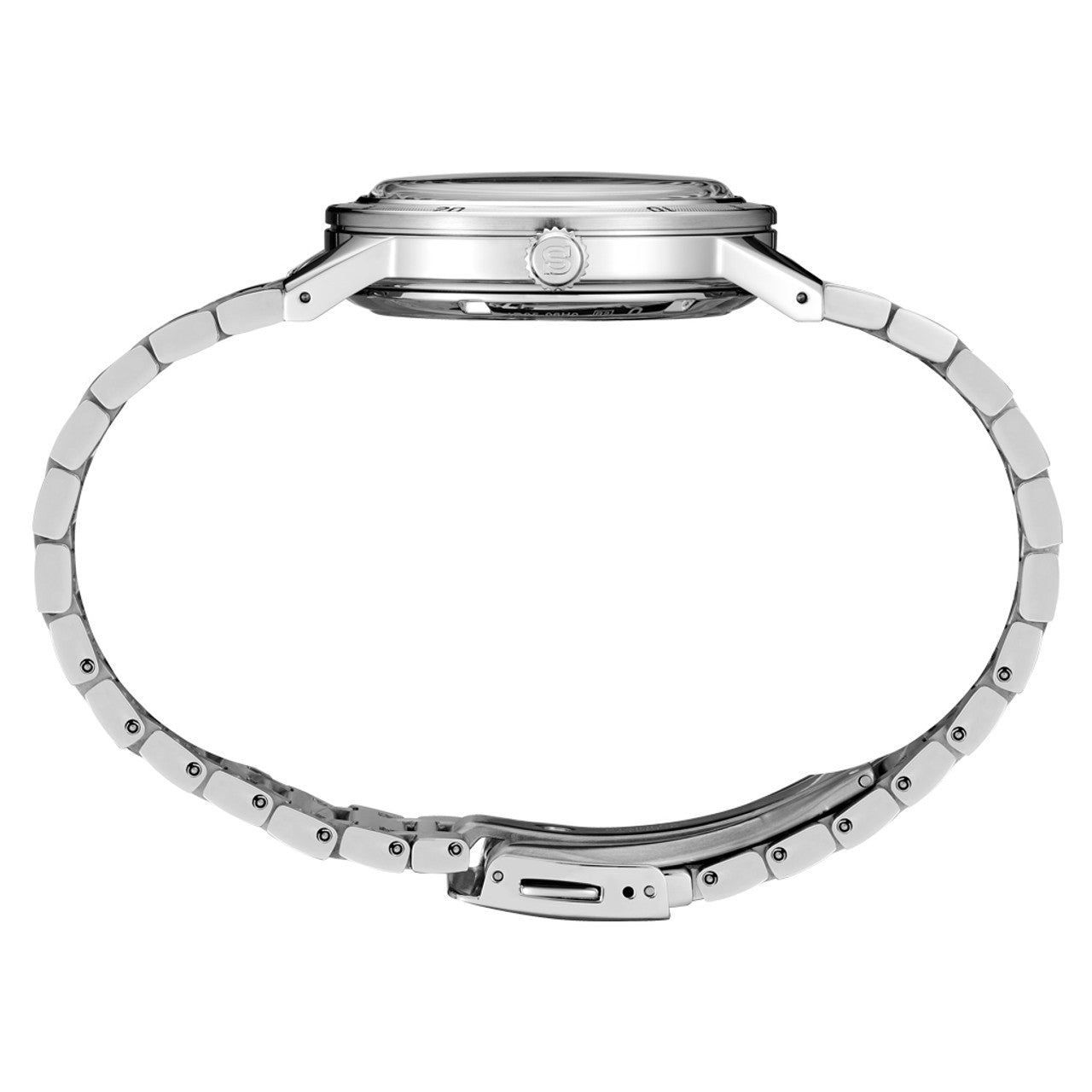Side View SEIKO Presage 60s Style Automatic with Black Dial