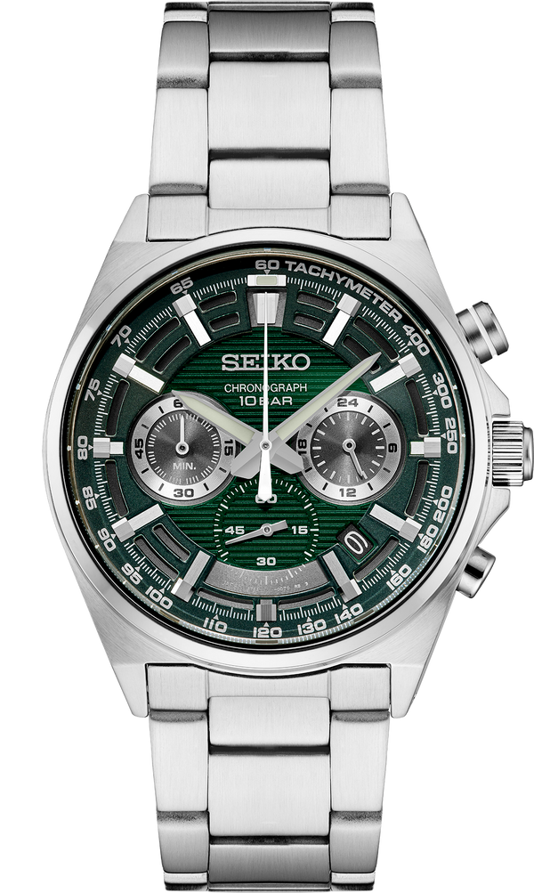 SEIKO MEN'S ESSENTIALS Chronograph Green-Dial Watch