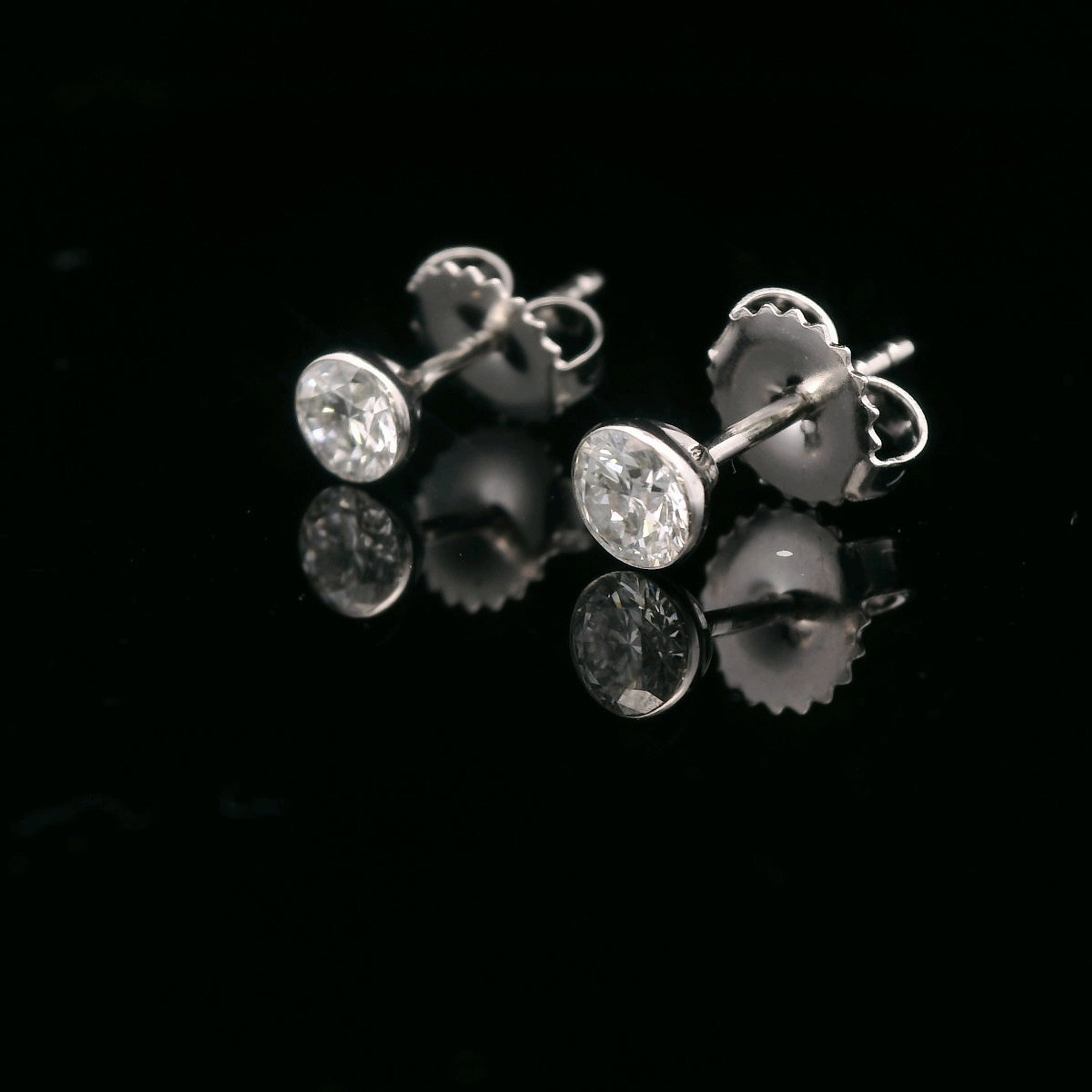 14K White Gold 0.5CTW. Lab-Grown Diamond Bezel-Set Martini Stud Earrings