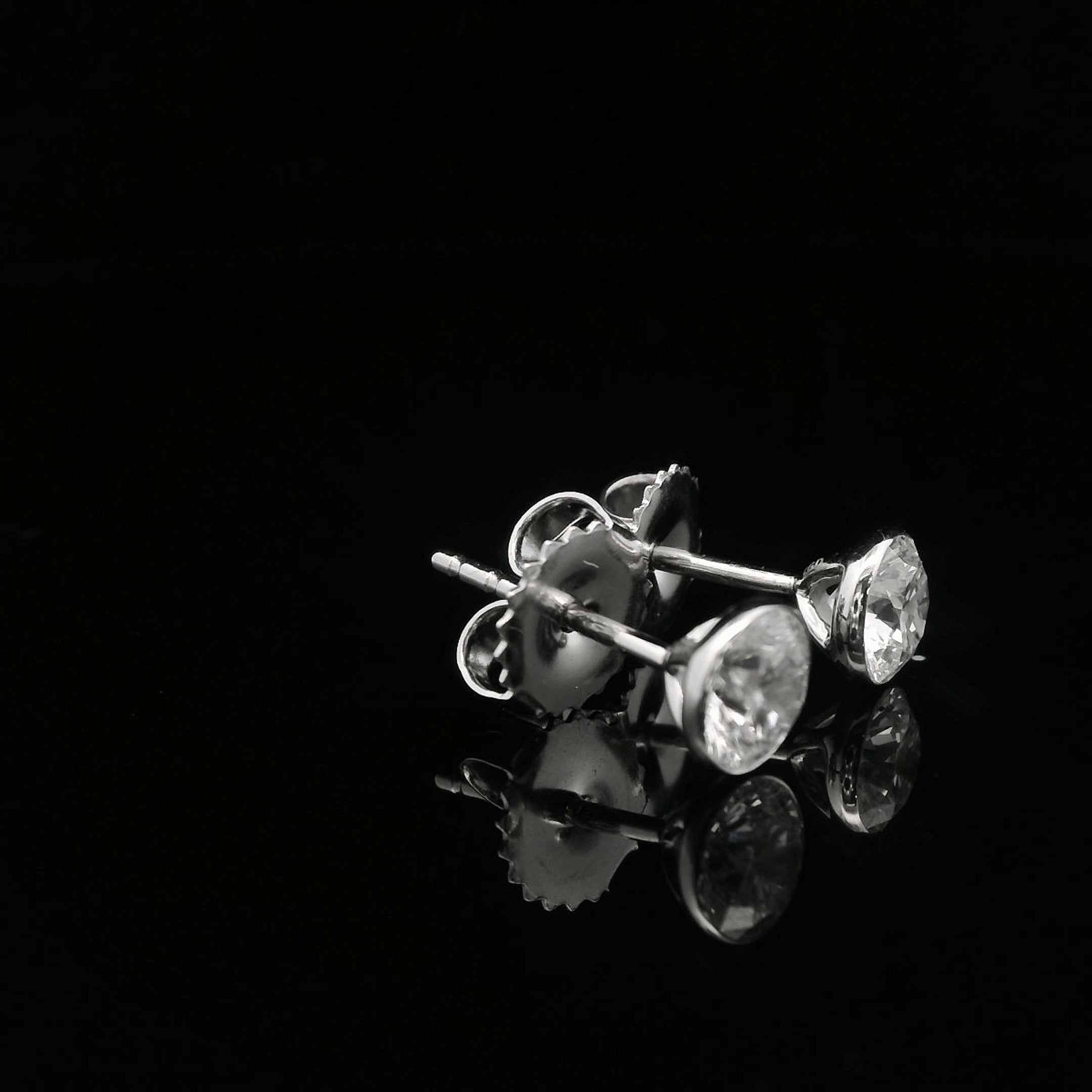 14K White Gold 1CTW. Bezel-Set Lab-Grown Diamond Martini Stud Earrings