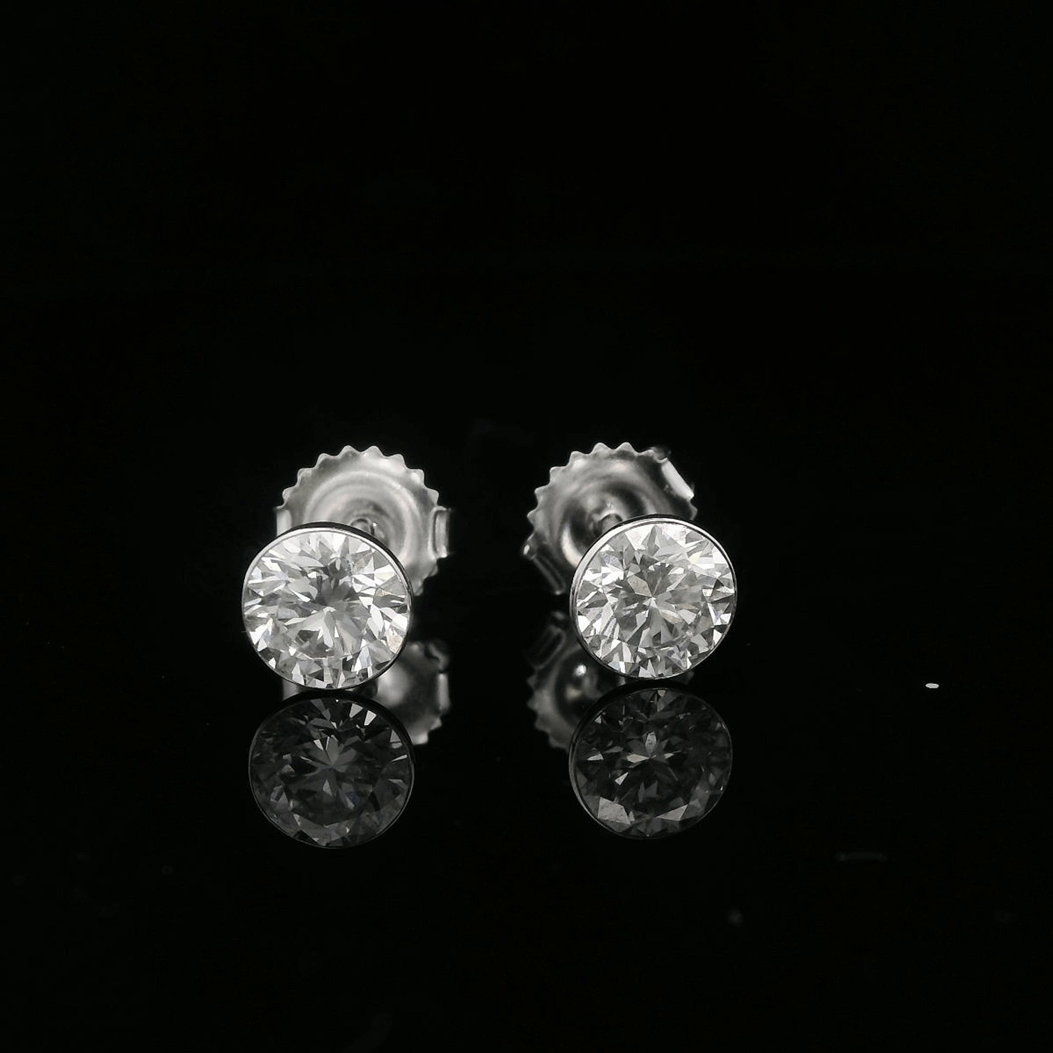 14K White Gold 1.5CTW. Bezel-Set Lab-Grown Diamond Martini Stud Earrings