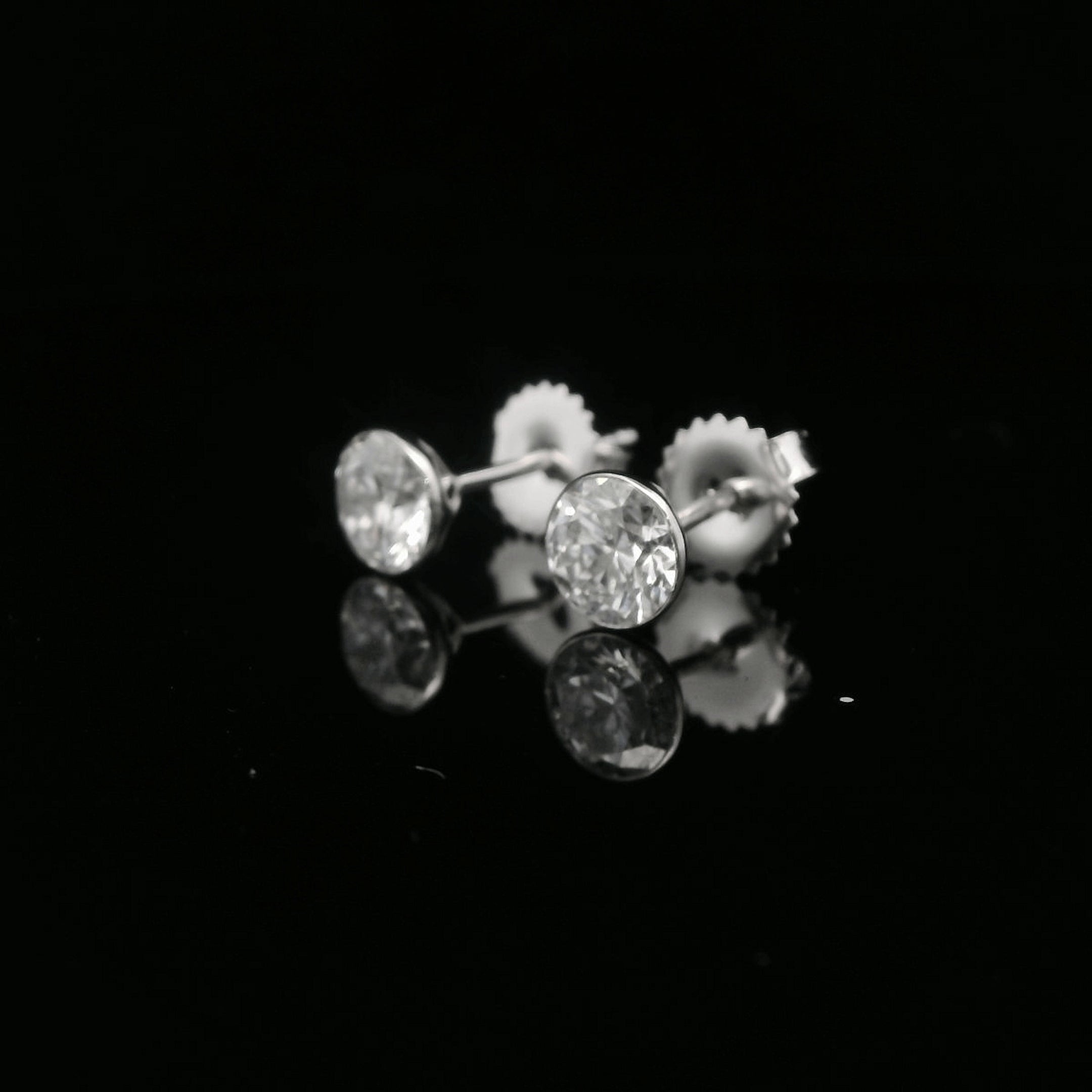 14K White Gold 1.5CTW. Bezel-Set Lab-Grown Diamond Martini Stud Earrings