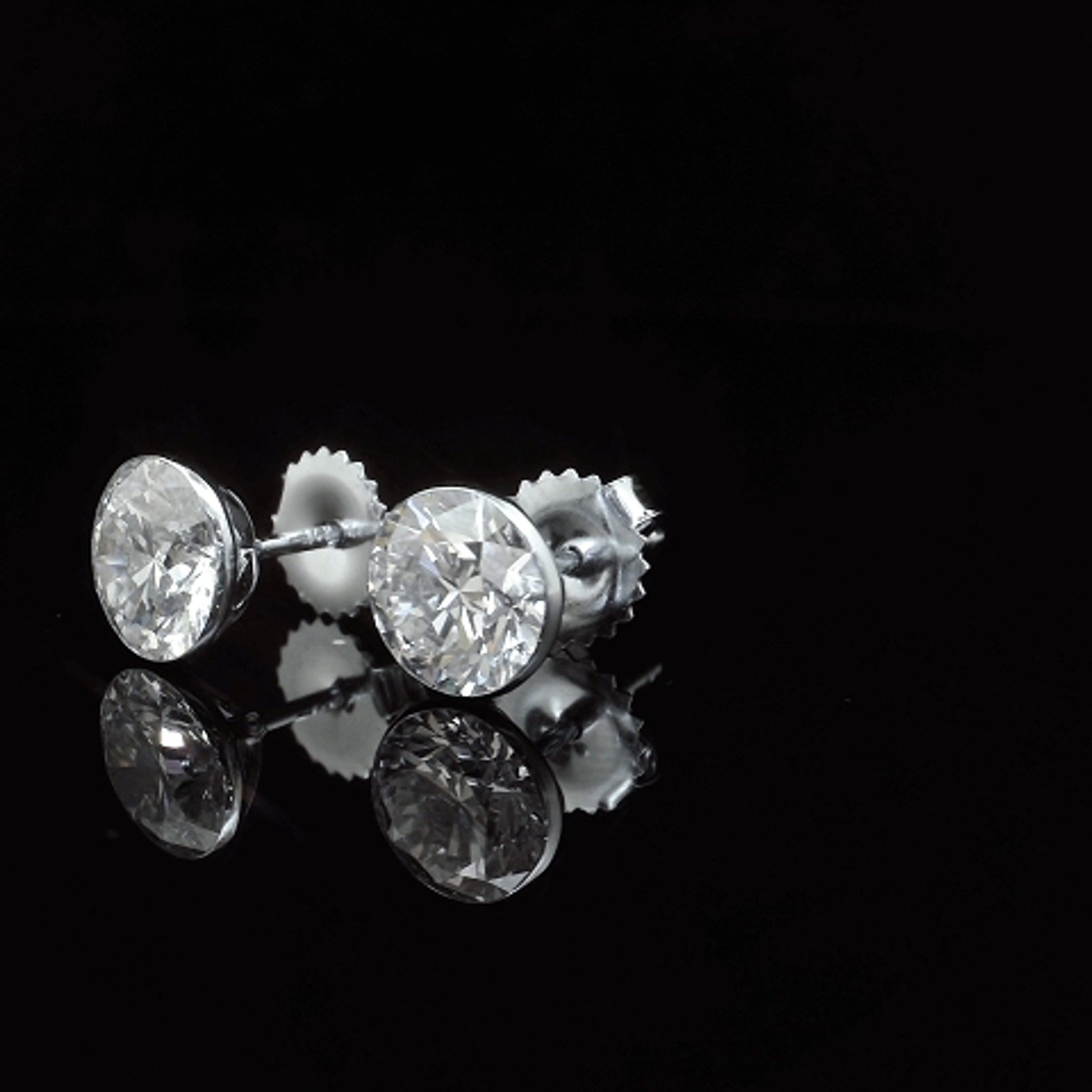 14K White Gold 3CTW. Bezel-Set Lab-Grown Diamond Martini Stud Earrings