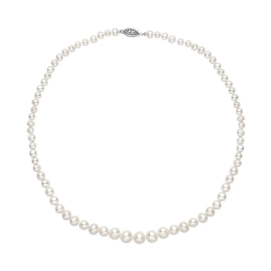 14K White Gold 7mm Freshwater Cultured Pearl Necklace