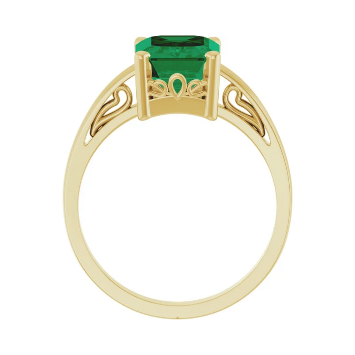18K Yellow Gold 2.3CT. Created Emerald Solitaire Ring