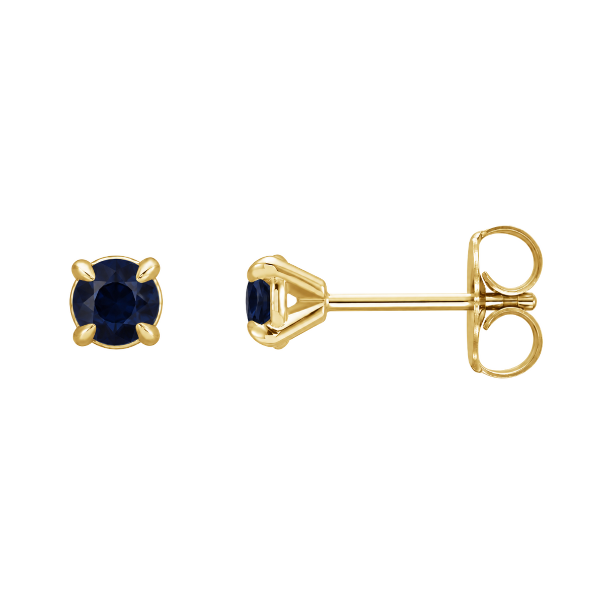 14K Yellow Gold 0.48CTW. Round Natural Sapphire Stud Earrings